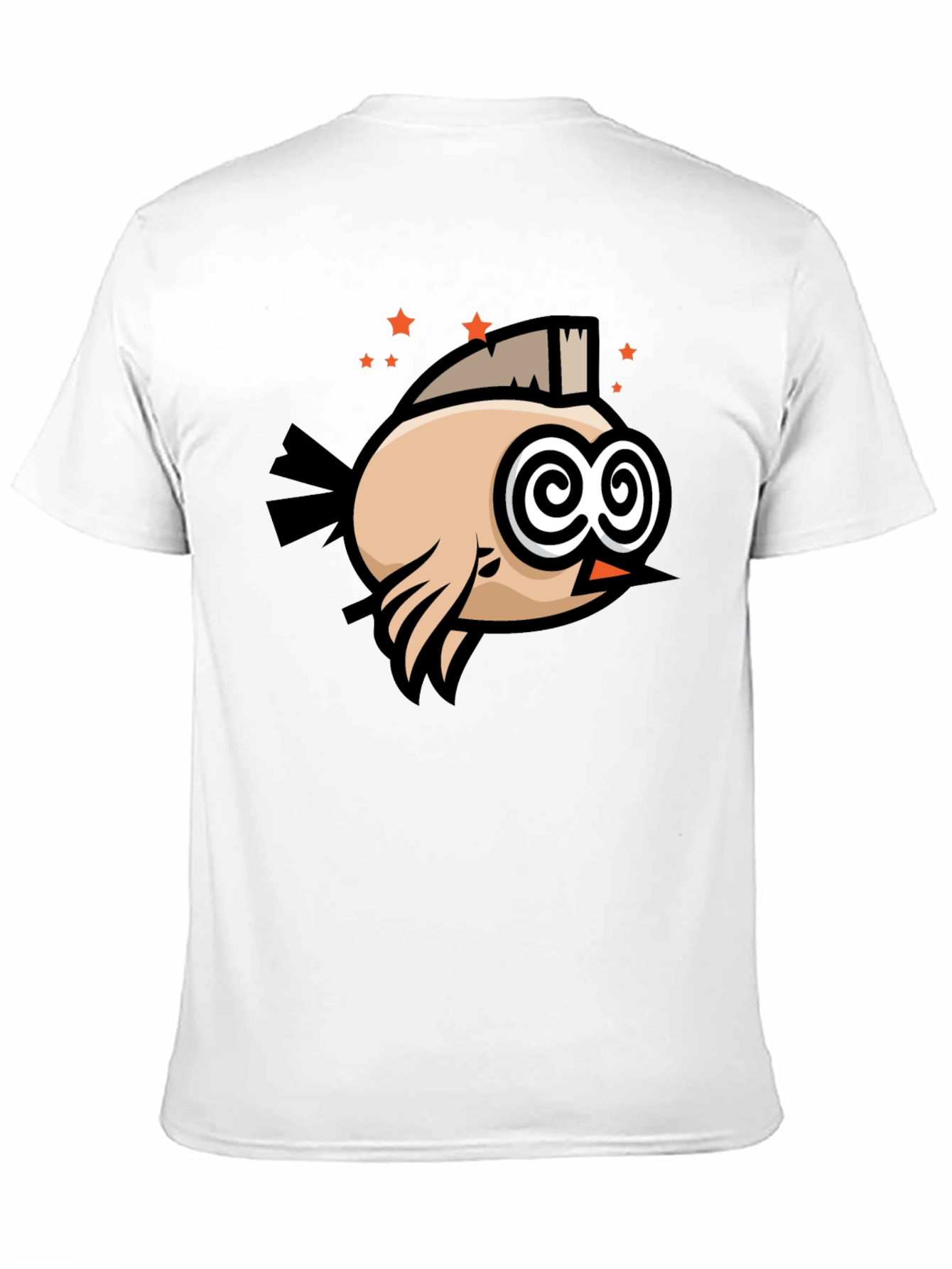 Black Funny Bird T-Shirt - Swirl Eyes Cartoon Tee view 11