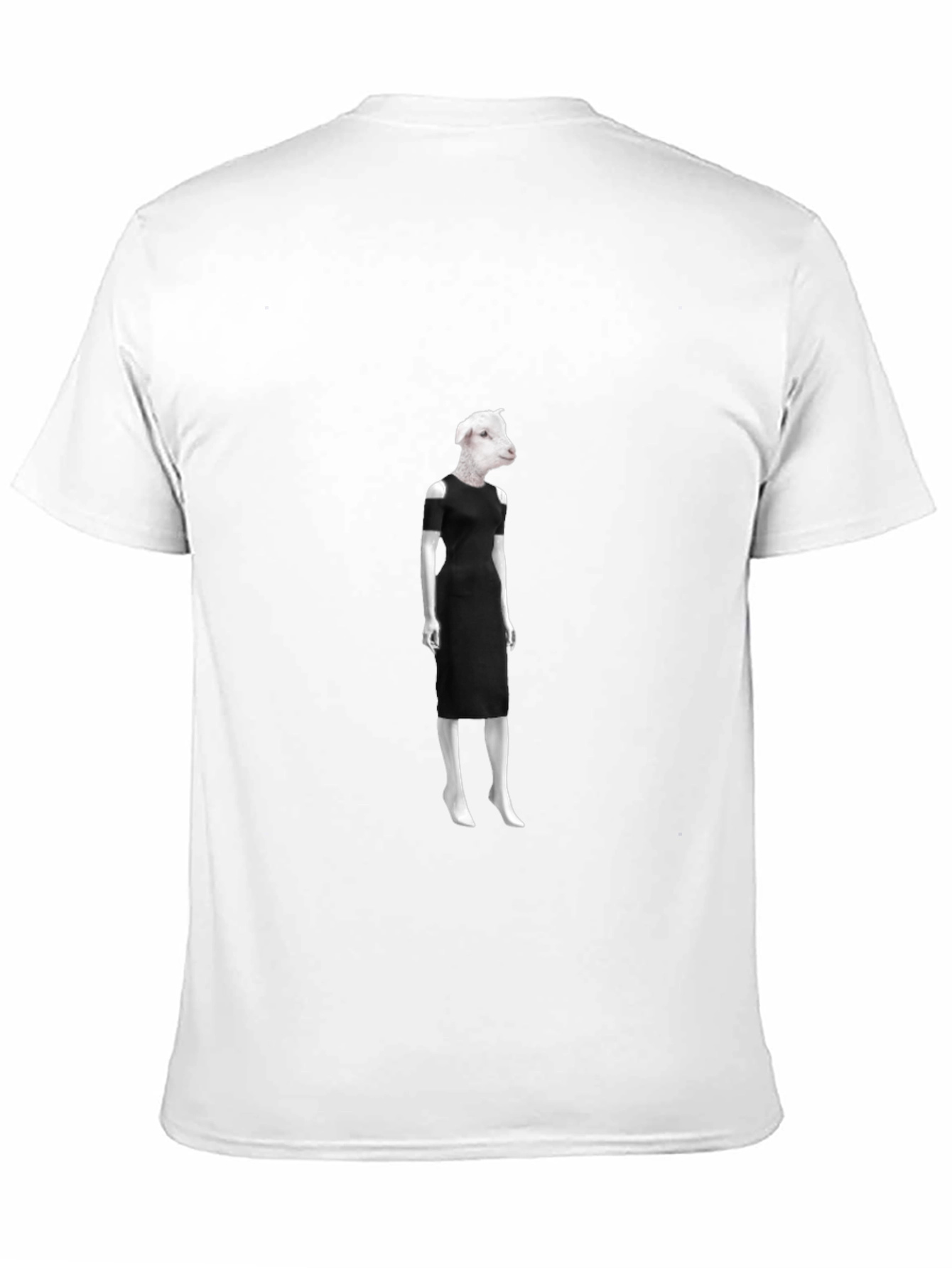 Black Novelty Sheep in Dress Graphic Black T-Shirt view 11