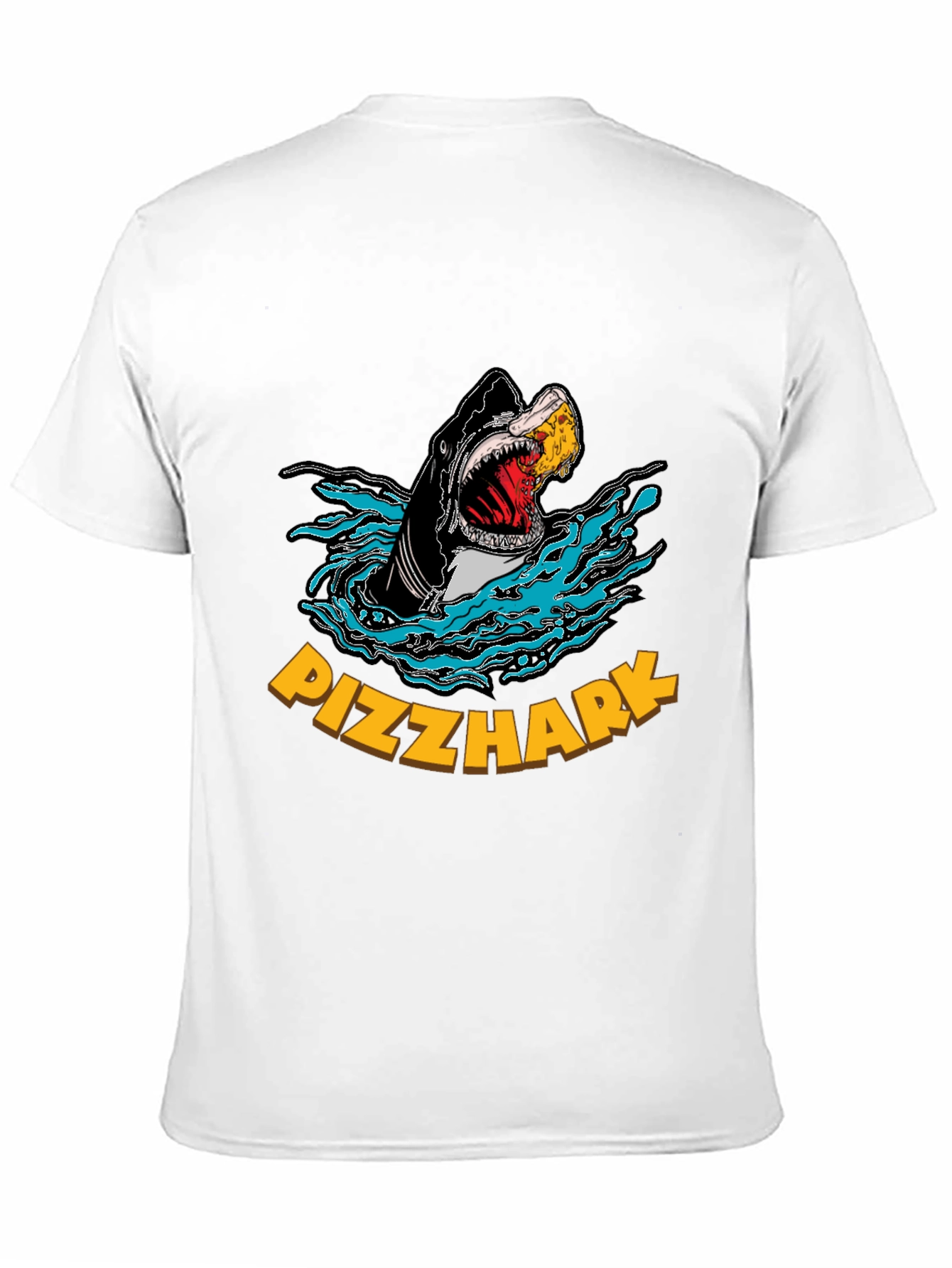 Black Pizza Shark Graphic T-Shirt - Funny Tee view 11