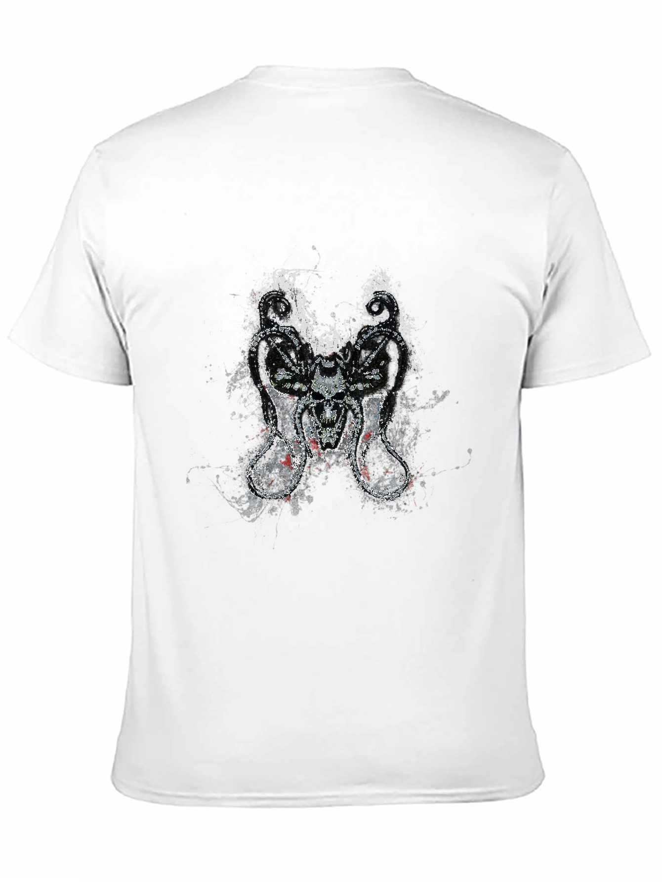 Black Skull Serpent Tee - Grunge Design Black T-Shirt view 11