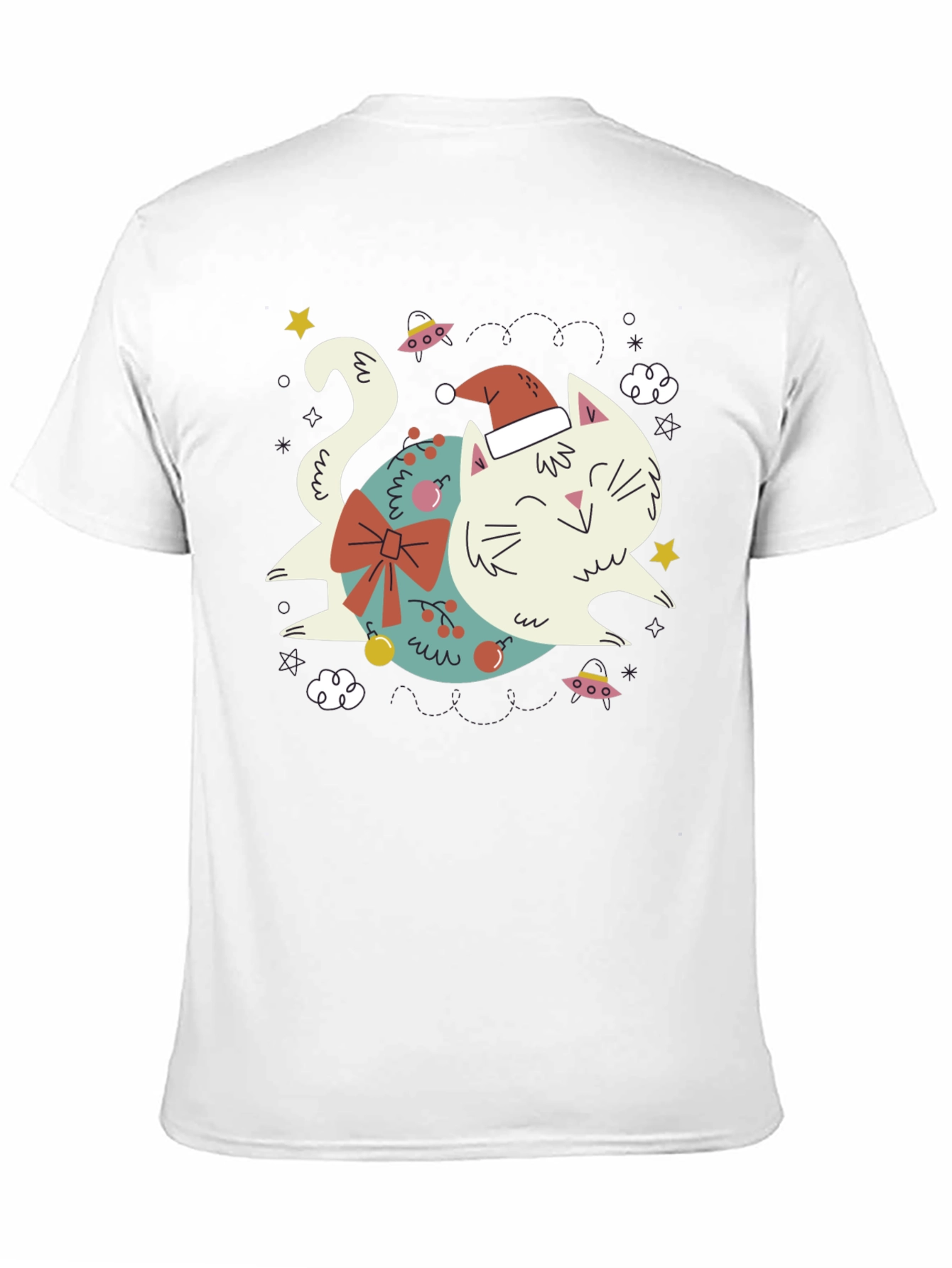 Black Festive Cat T-Shirt - Holiday Graphic Tee view 11