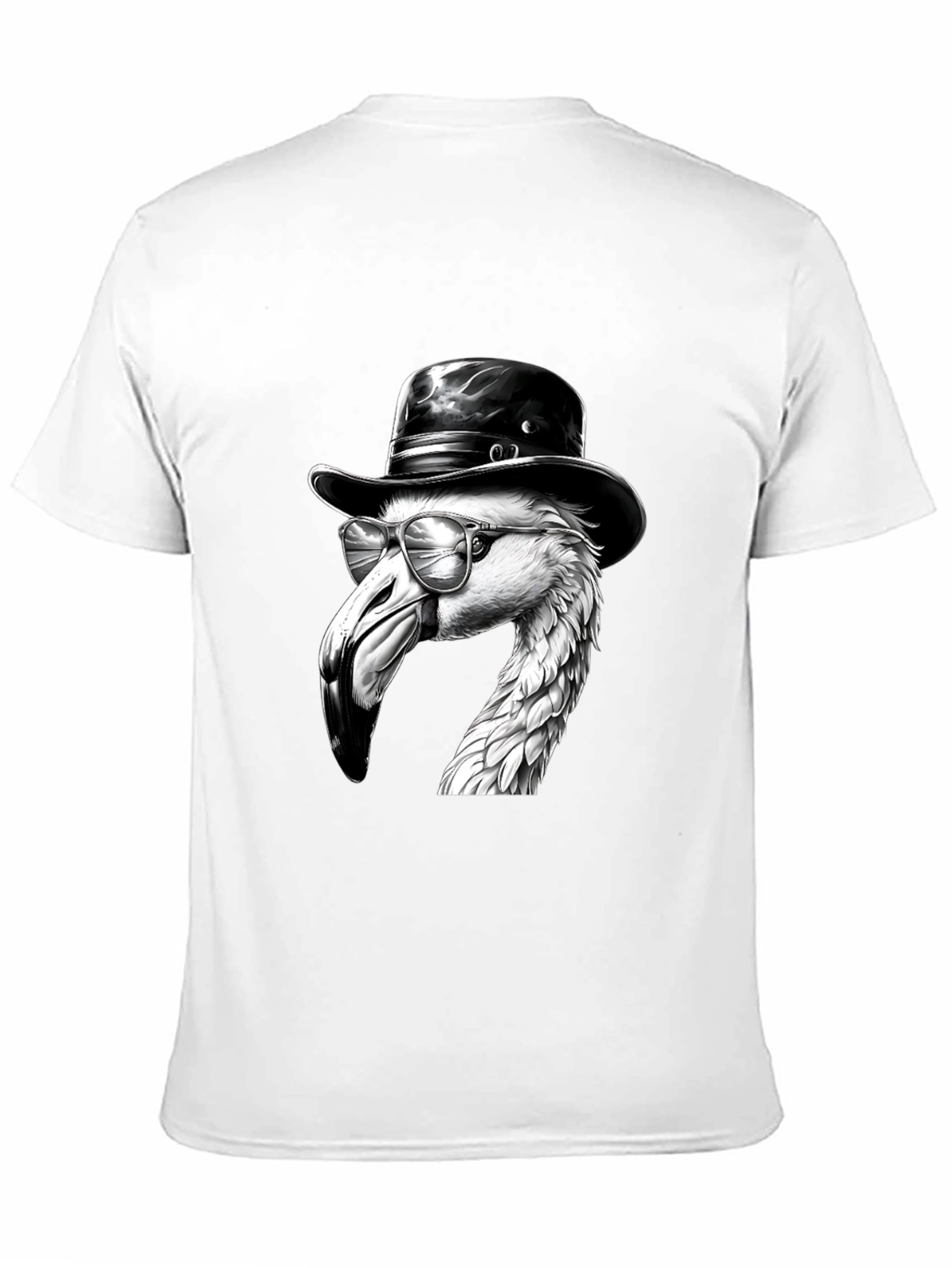 Black Flamingo Fedora Tee - Cool Bird Graphic T-Shirt view 11