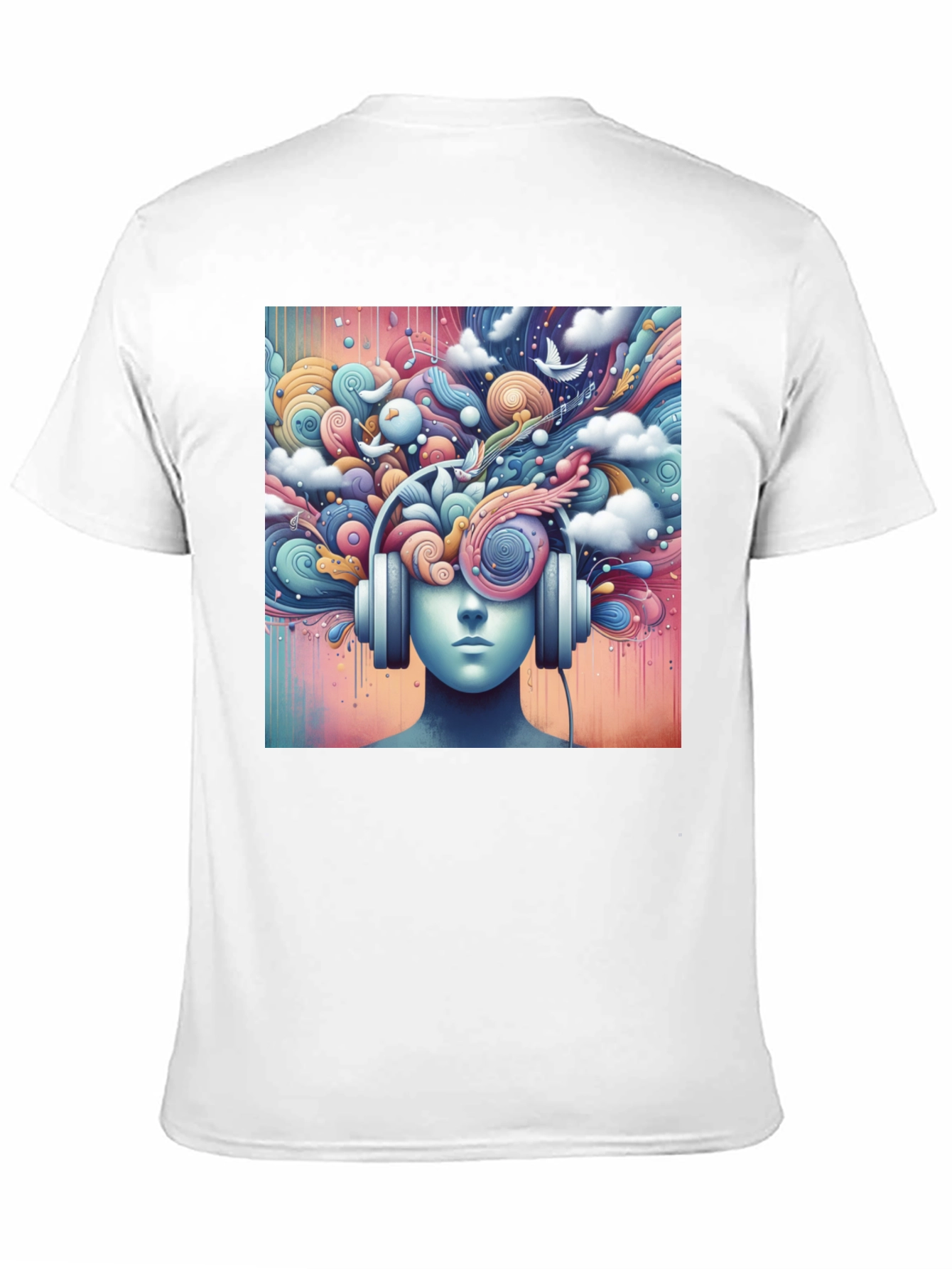 Black Mindful Music Tee - Artistic Headphone Design view 11