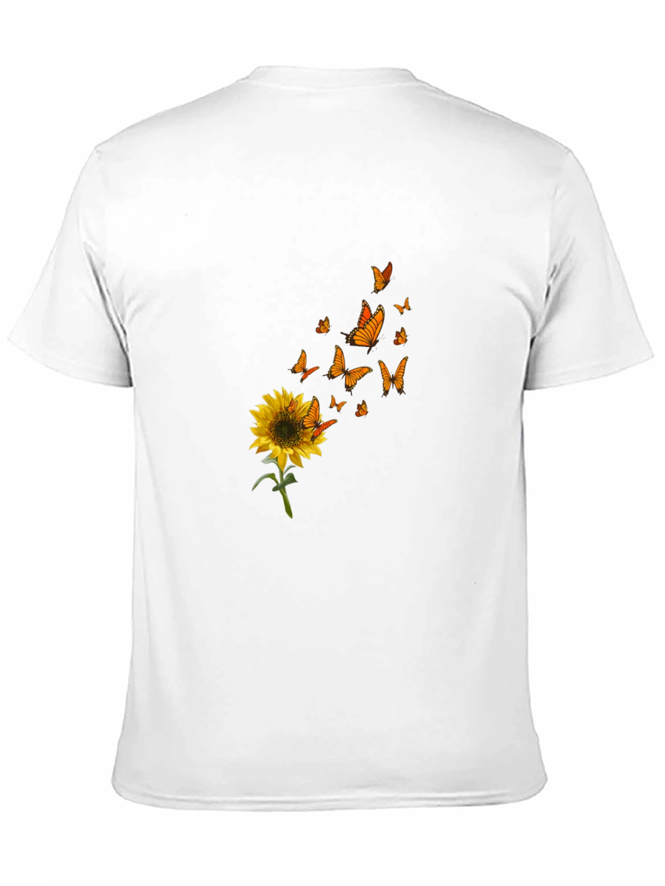 Black Sunflower Butterfly Graphic Black T-Shirt view 11