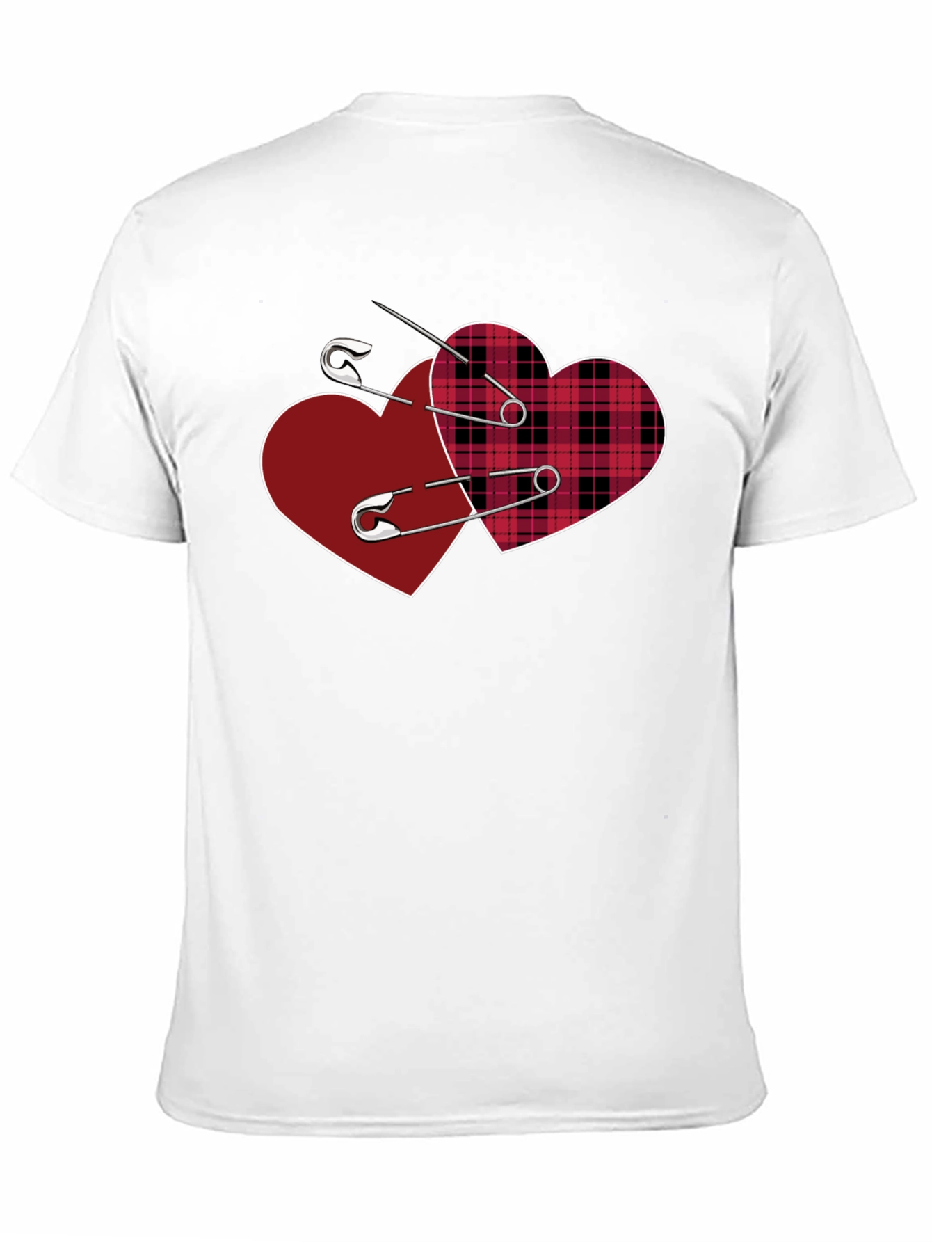 Black Safety Pin Hearts Graphic Tee - Edgy Valentine's Style view 11