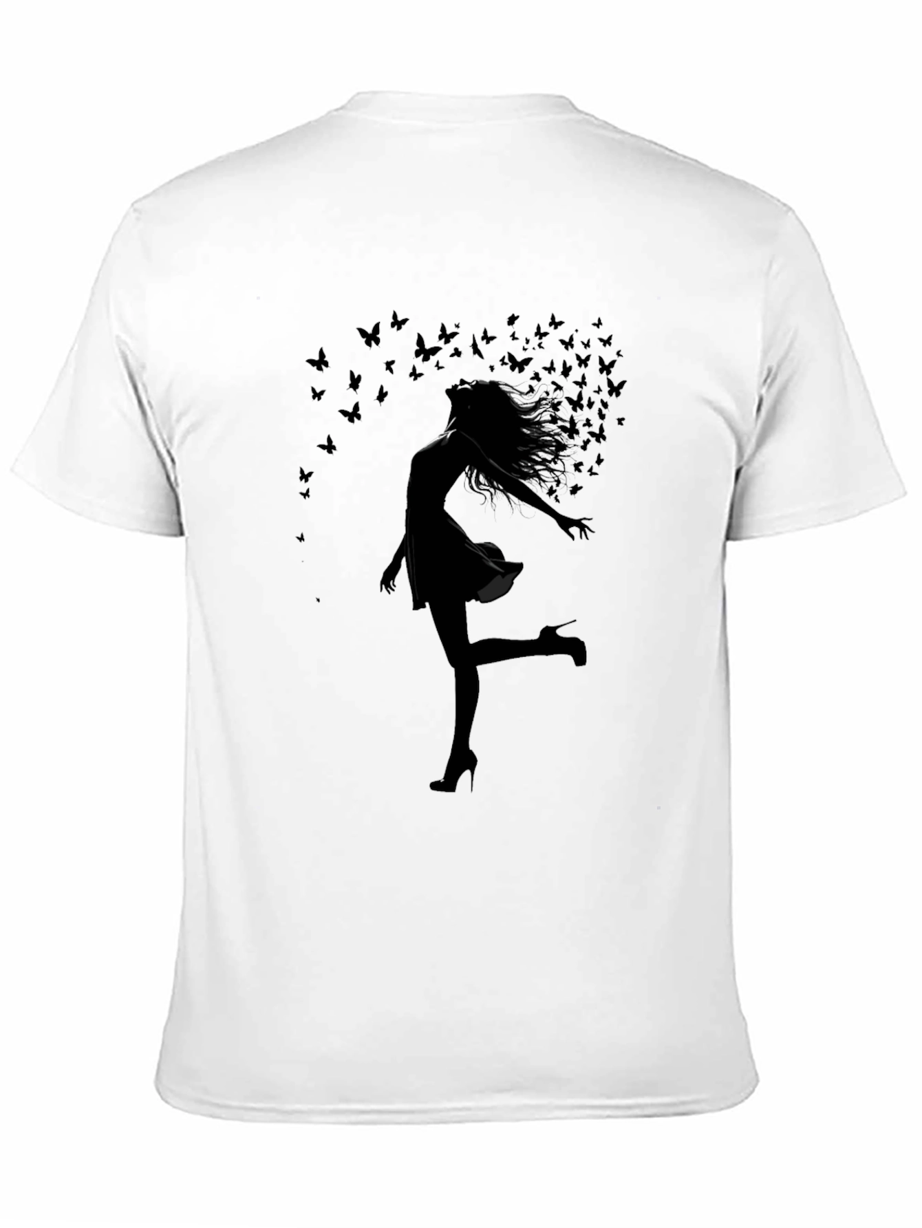 Black Silhouette Butterfly Woman Black T-Shirt view 11