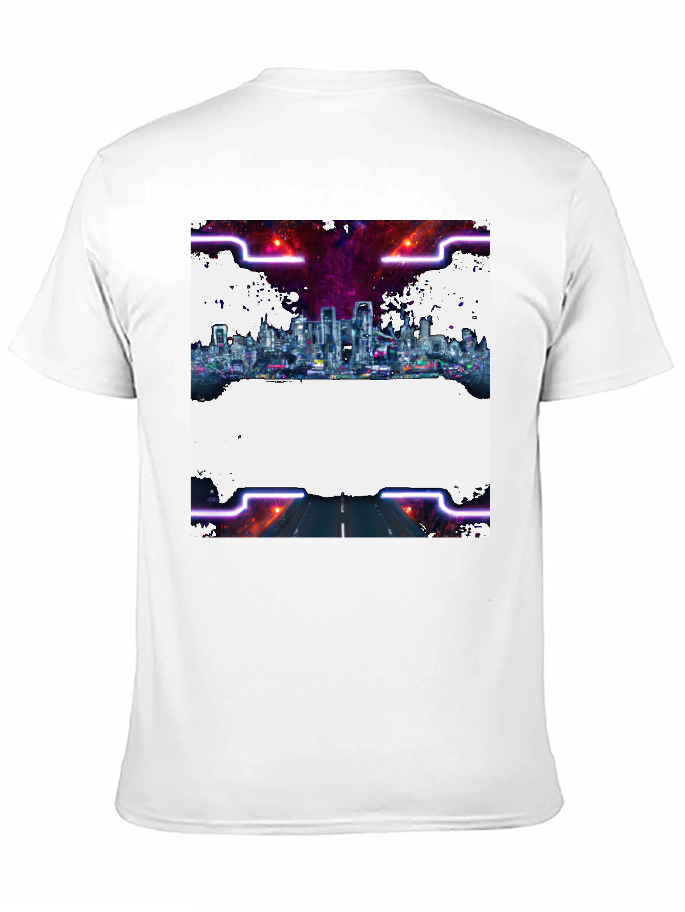 Black Cyberpunk Cityscape Graphic Tee - Black Crew Neck view 11
