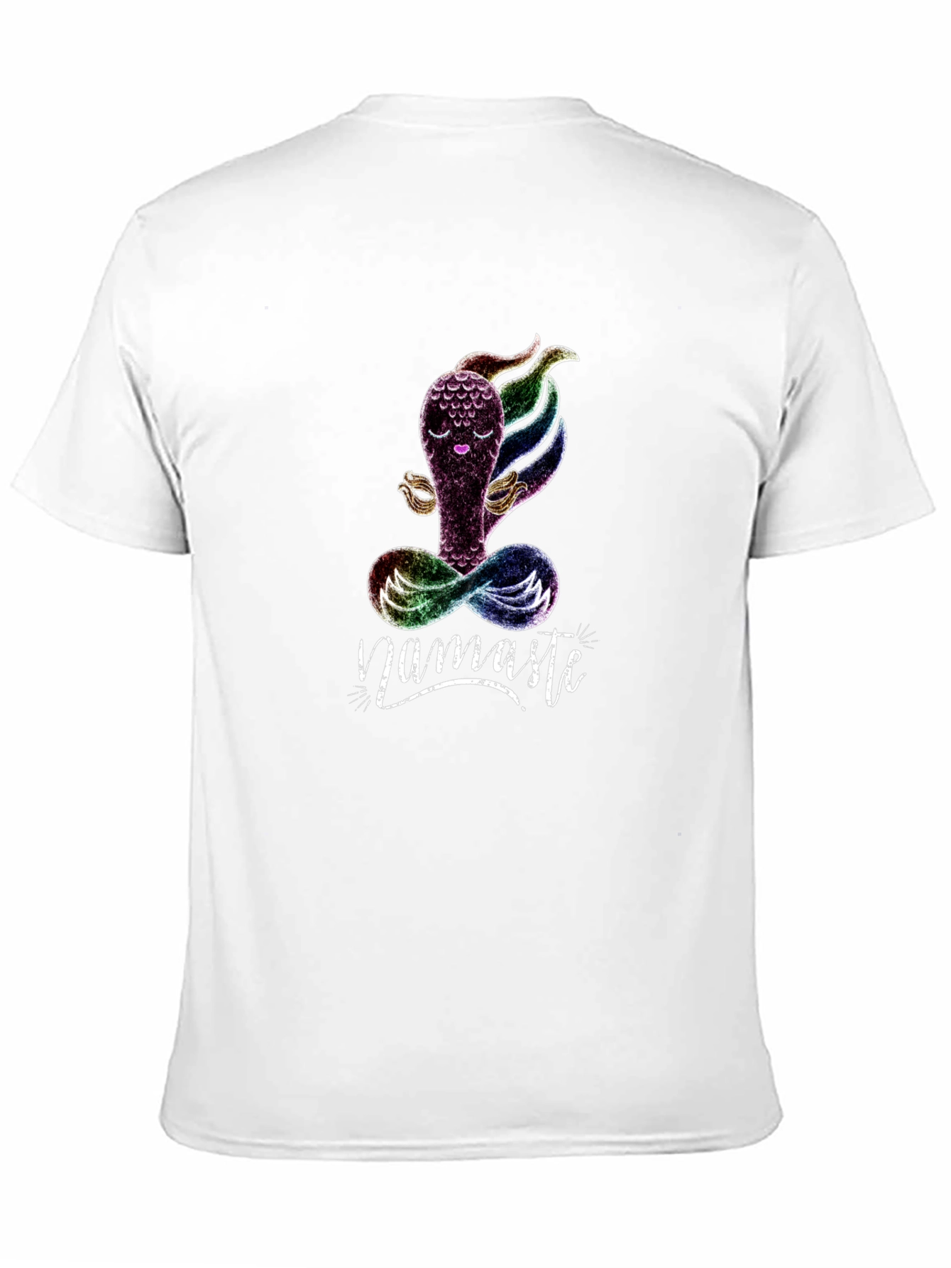 Black Namaste Yoga T-Shirt - Meditating Rainbow Creature view 11