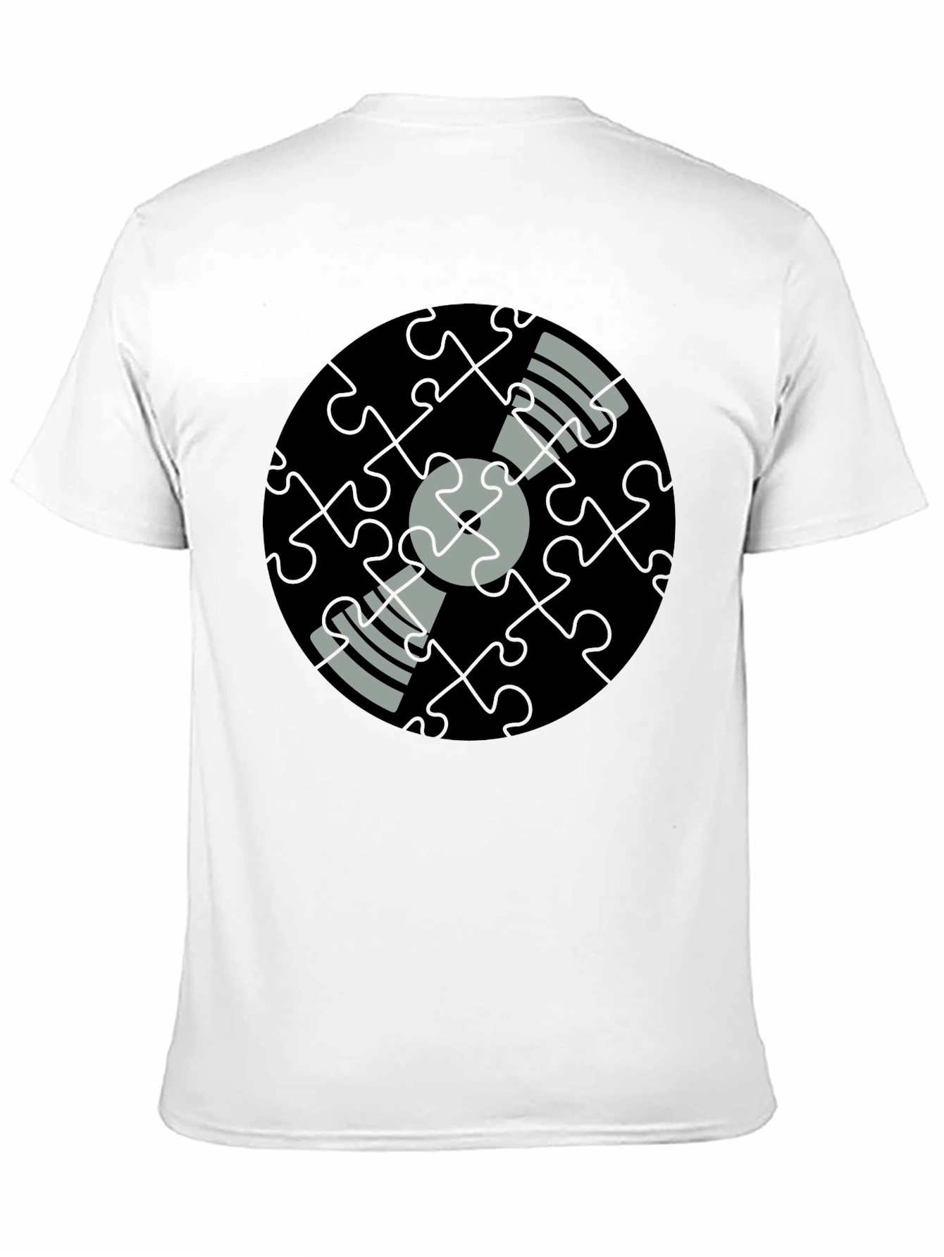 Black Puzzle Piece Vinyl Record Graphic Tee - Black view 11