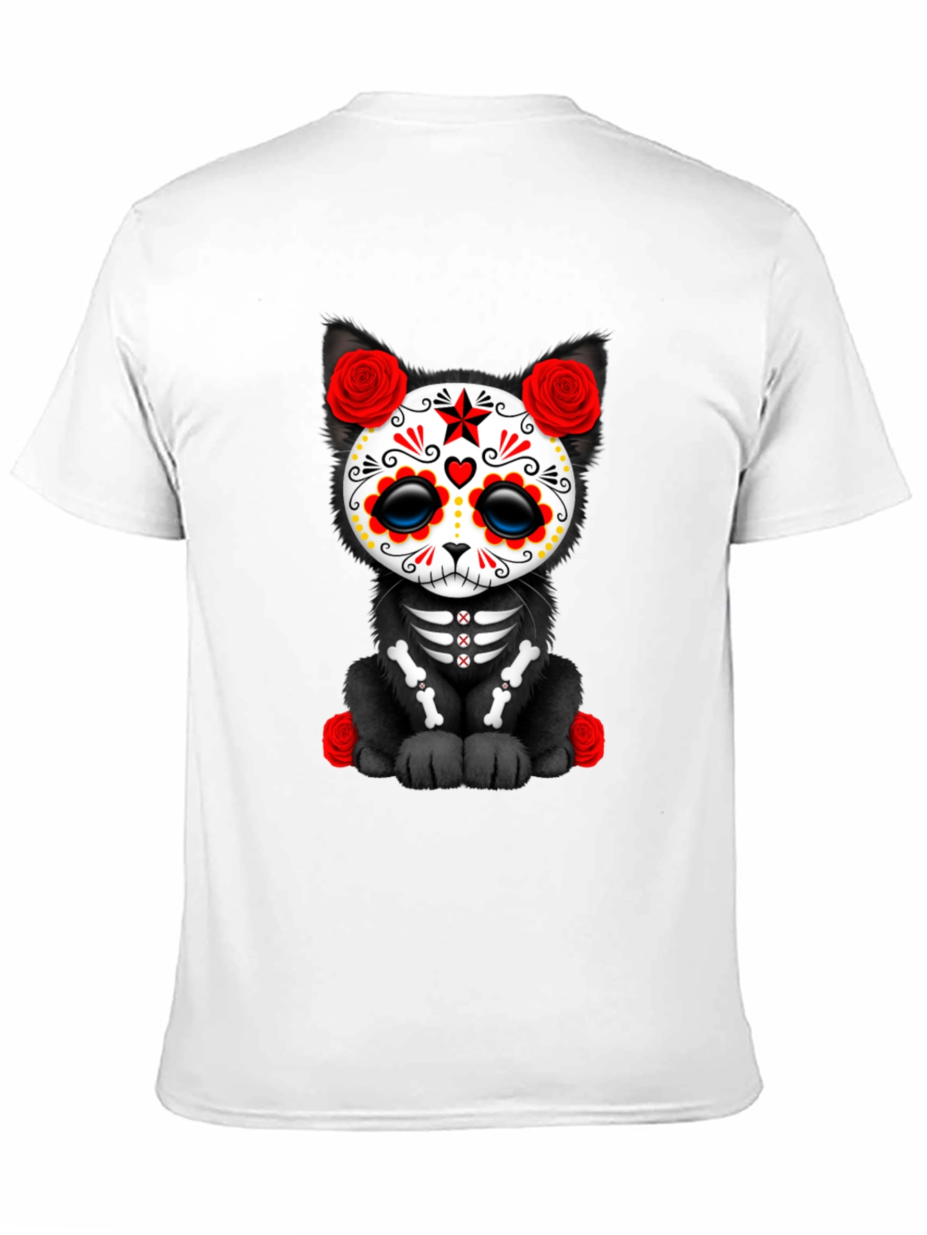 Black Sugar Skull Cat T-Shirt view 11