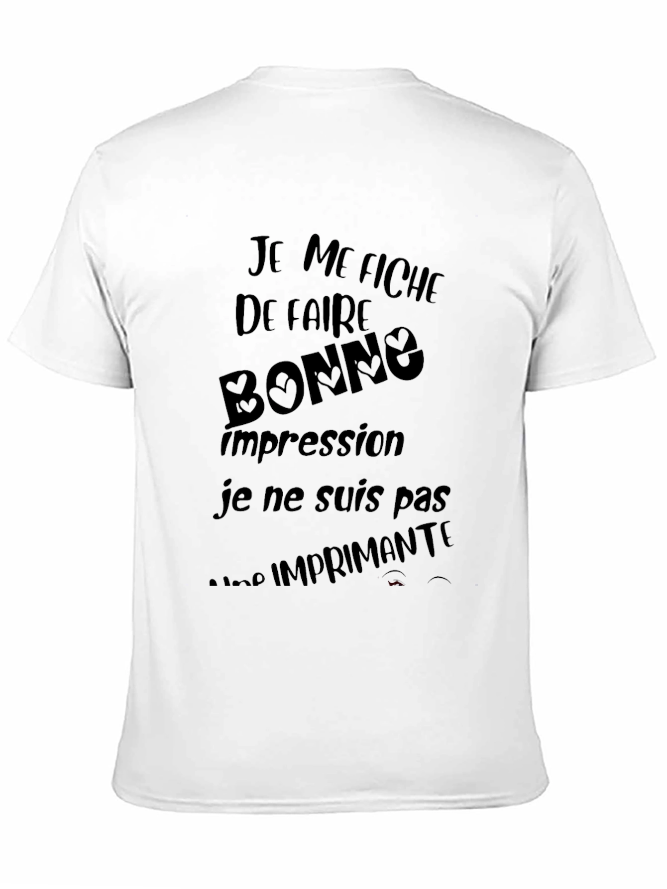 Black Humorous French Slogan Graphic Black T-Shirt view 11