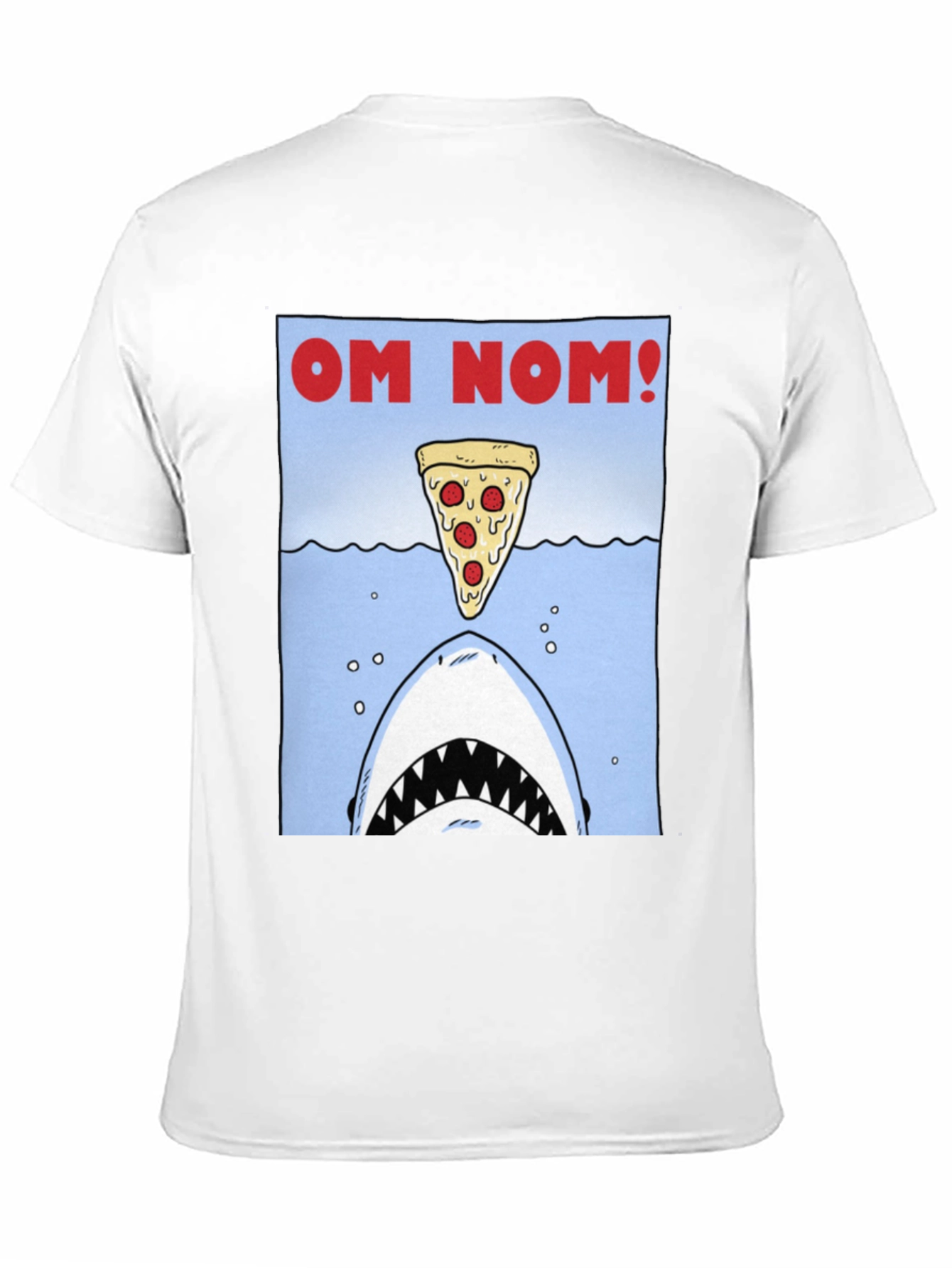 Black Om Nom Pizza Shark T-Shirt - Funny Foodie Tee view 11