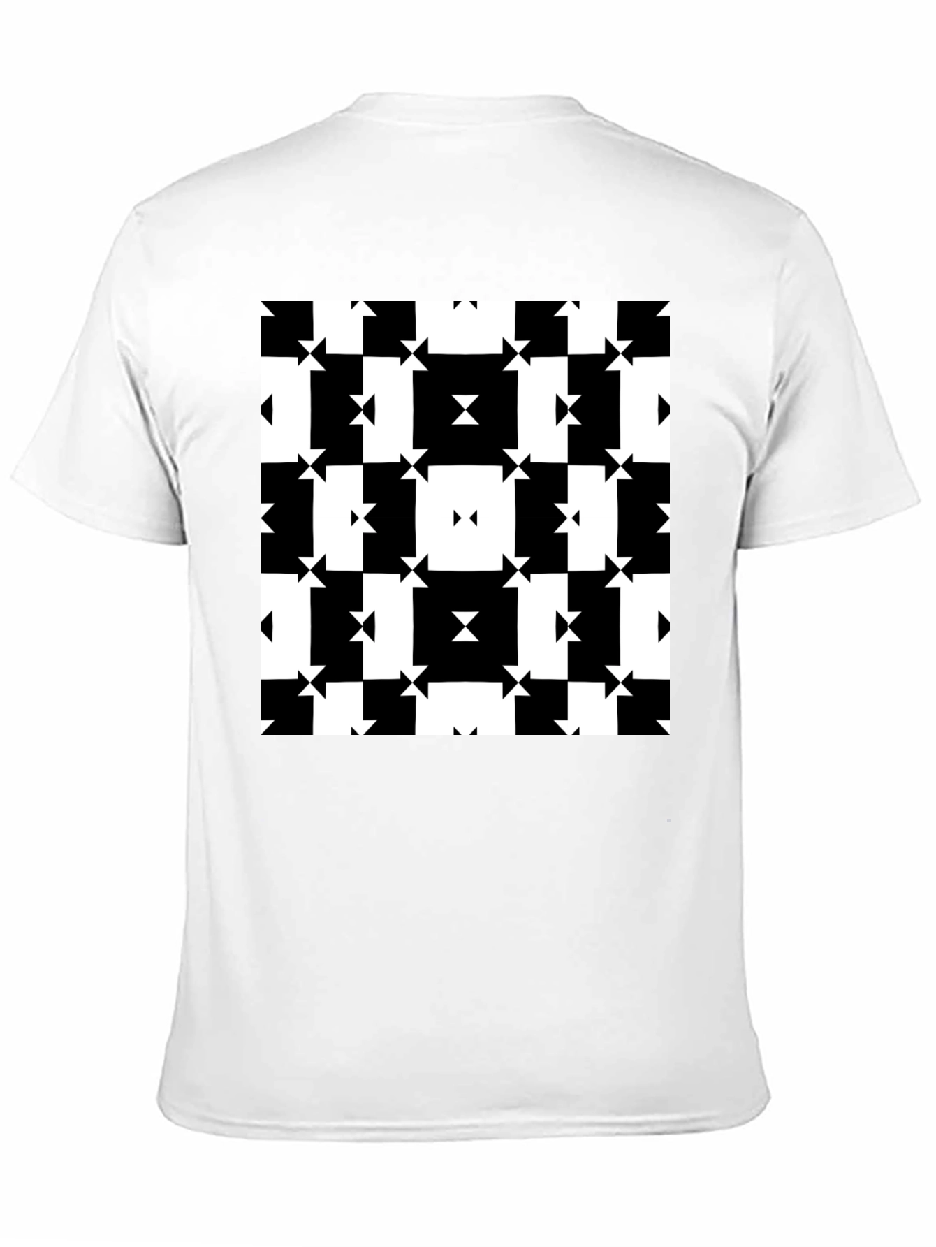 Black Geometric Pattern Tee - Modern Black & White Design view 11