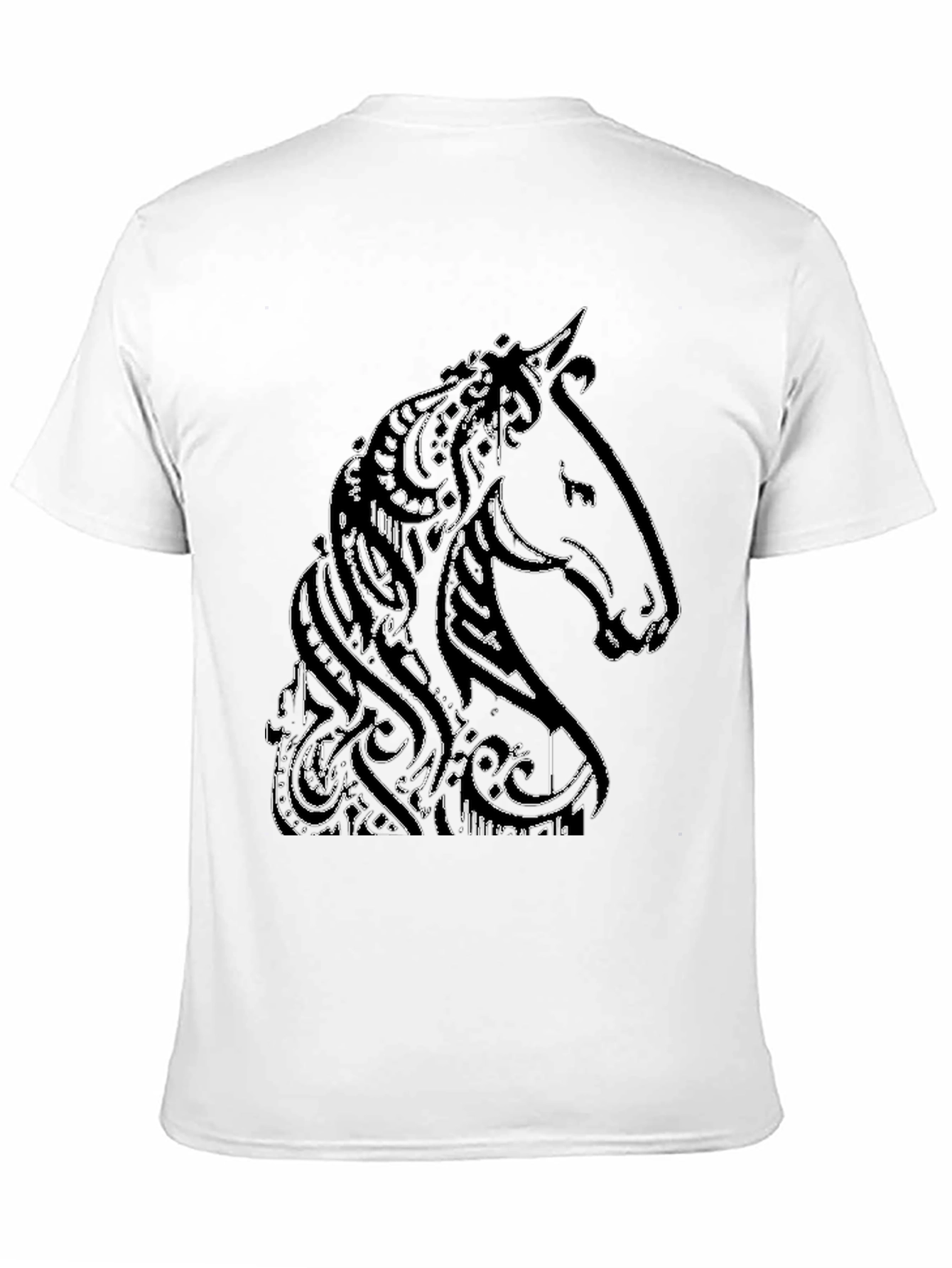 Black Abstract Horse Graphic Tee - Black view 11