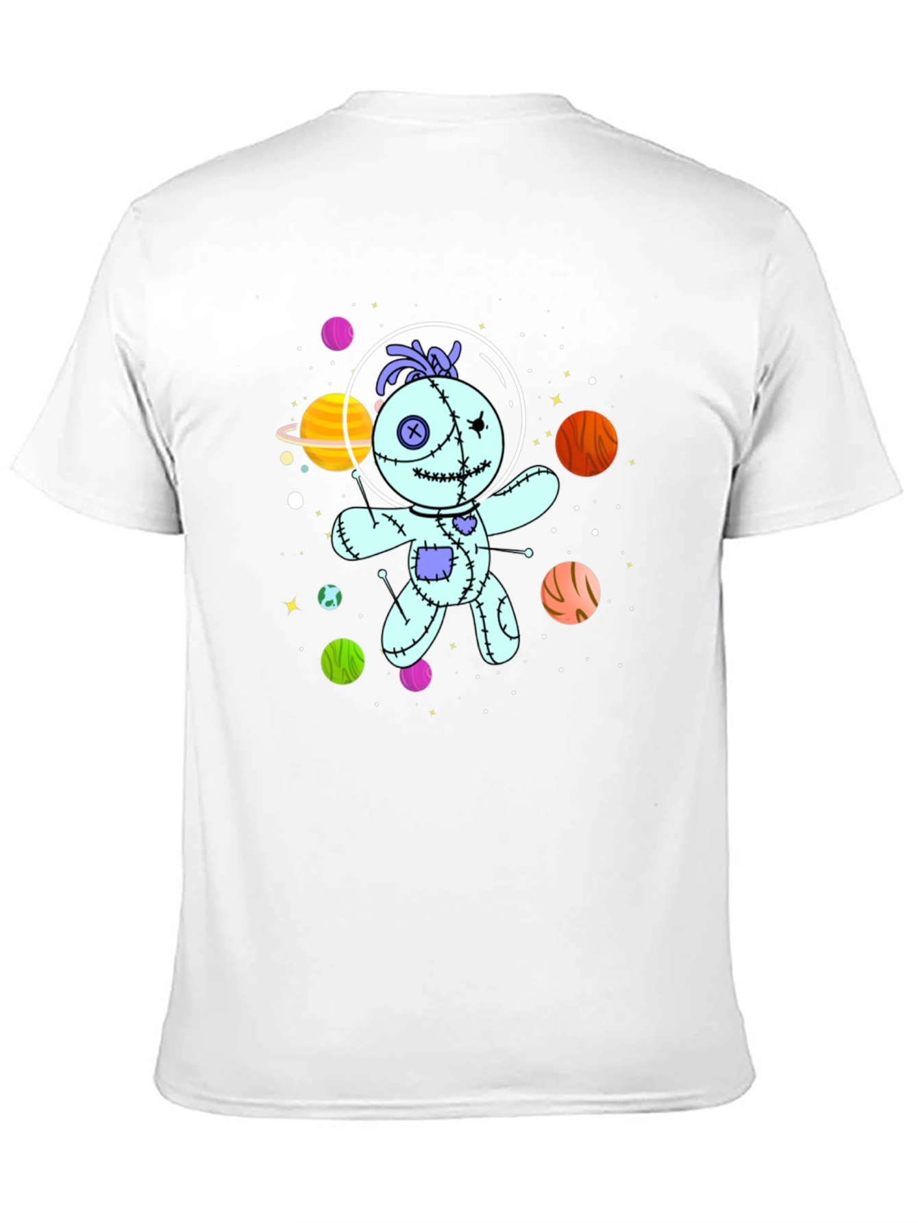 Black Astronaut Voodoo Doll T-Shirt - Unisex Black Tee view 11