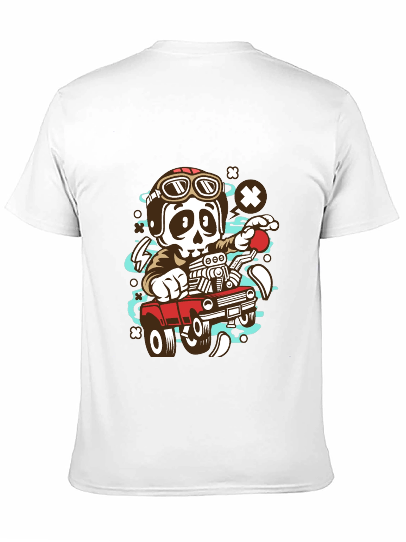 Black Cool Skeleton Driver Graphic T-Shirt view 11