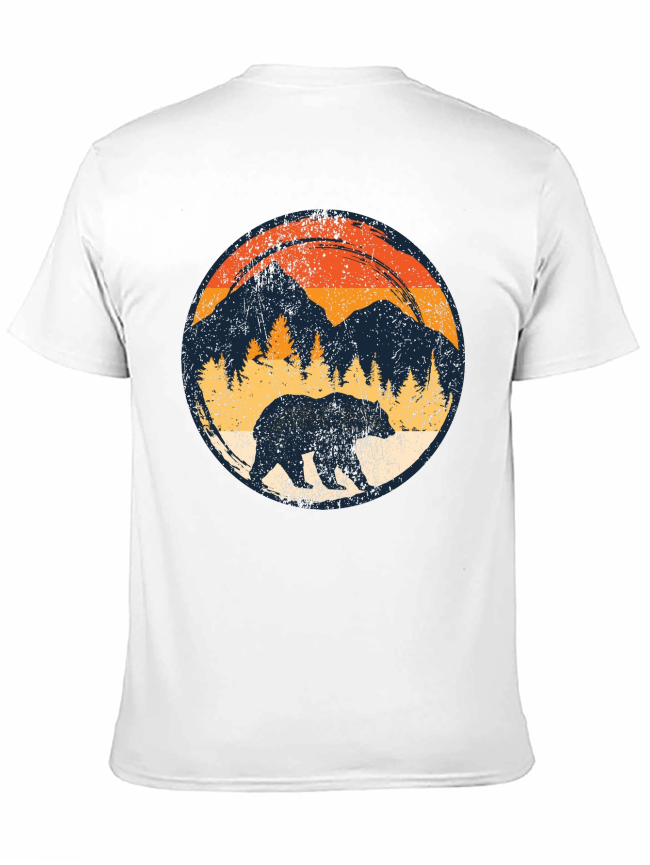 Black Retro Bear Mountain Black T-Shirt view 11
