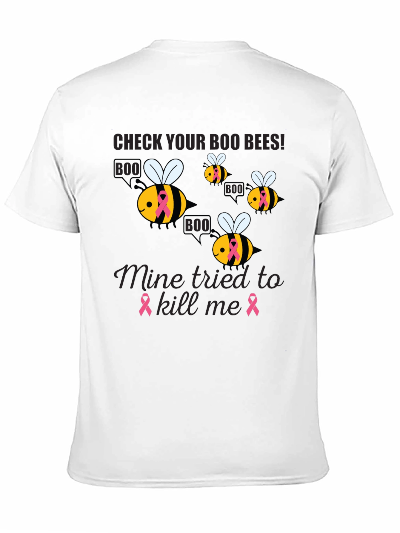 Black Boo Bees Breast Cancer Awareness T-Shirt view 11