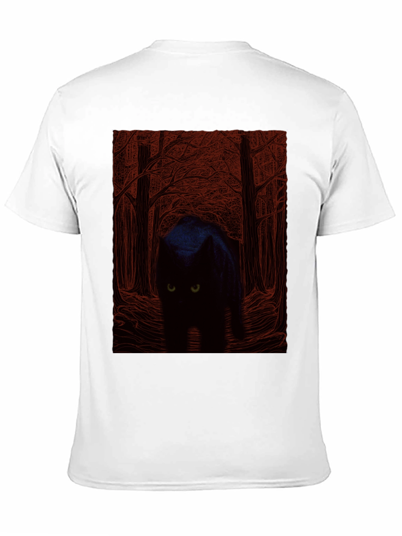 Black Black Cat Forest Graphic Tee - Men's Black T-Shirt view 11