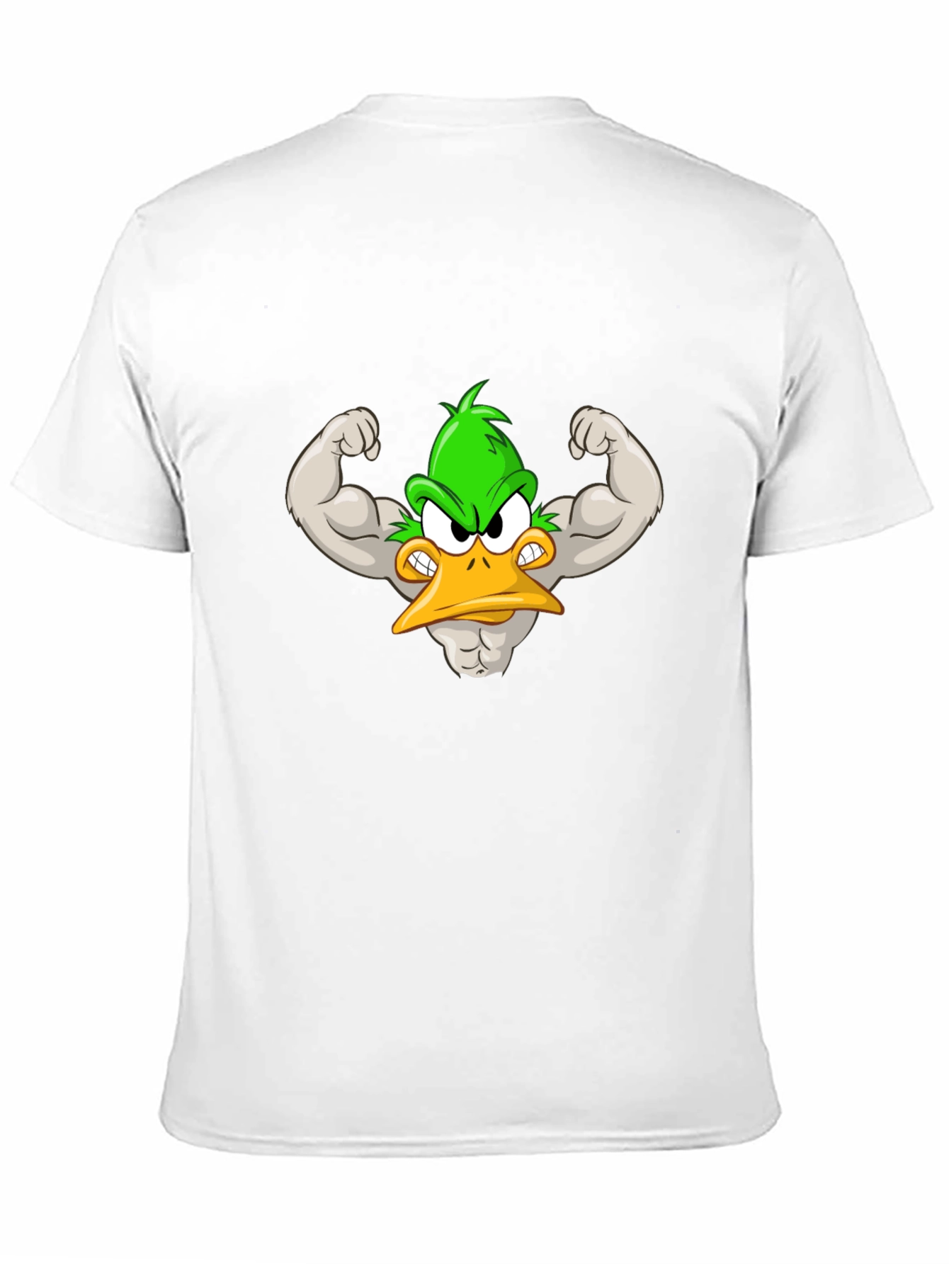 Black Muscular Cartoon Duck Graphic Tee - Black Cotton Shirt view 11