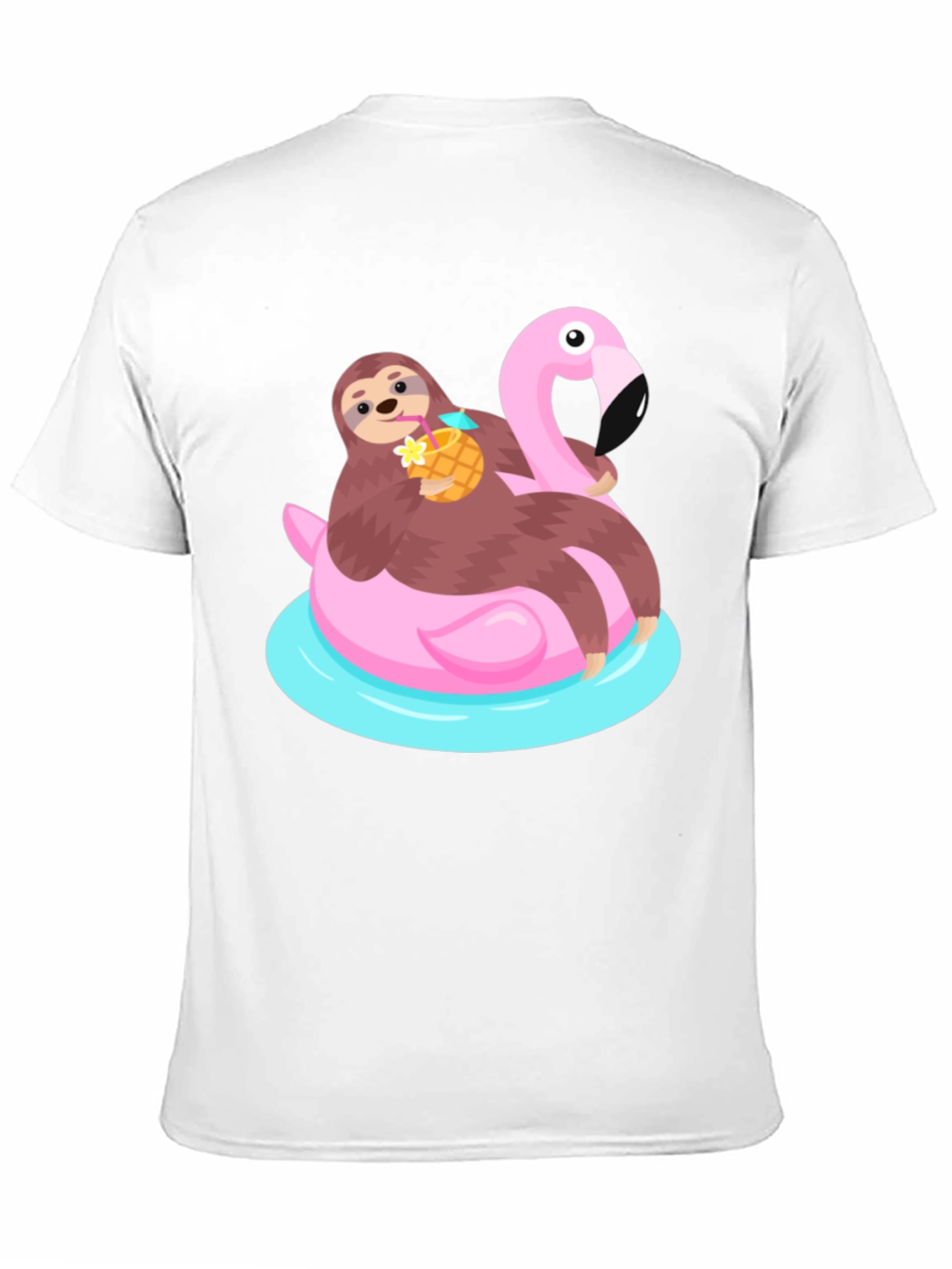 Black Sloth Flamingo Float T-Shirt - Relaxed Summer Vibes view 11