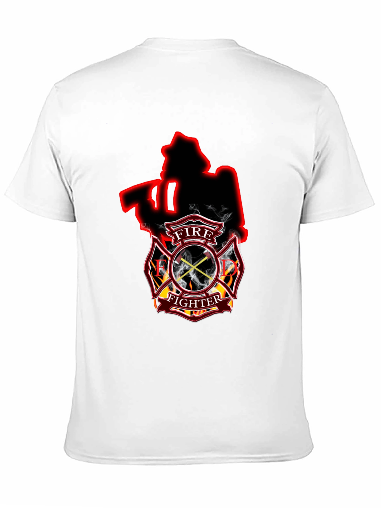 Black Firefighter Axe Shield Black T-Shirt view 11