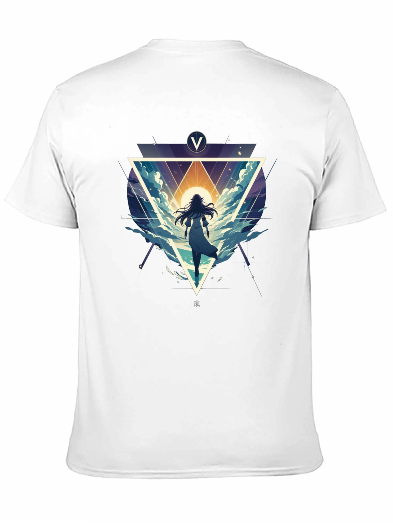 Black Abstract Geometric Graphic Black T-Shirt view 11