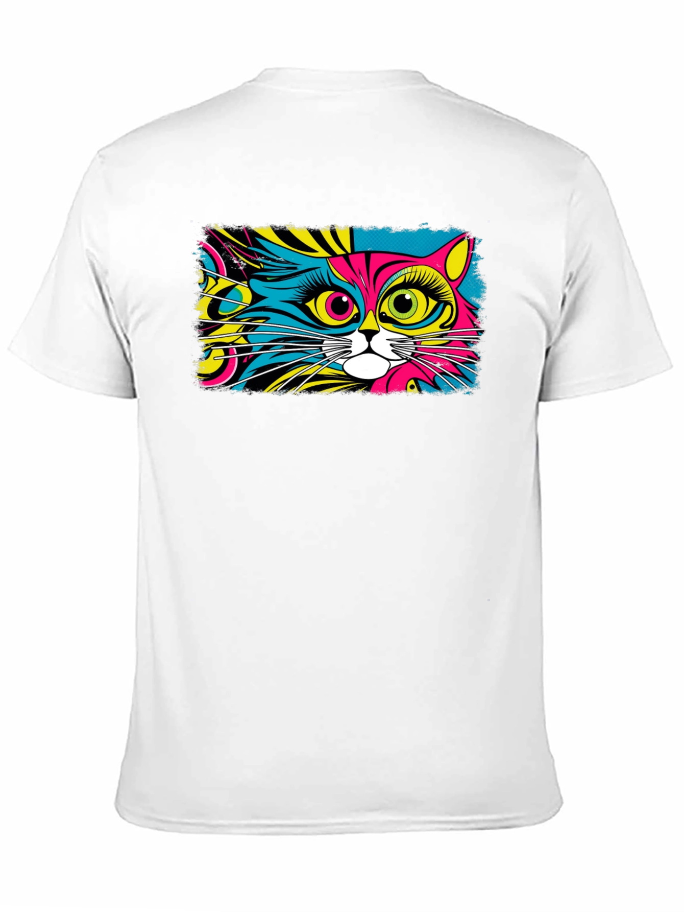Black Psychedelic Cat Graphic Black T-Shirt view 11