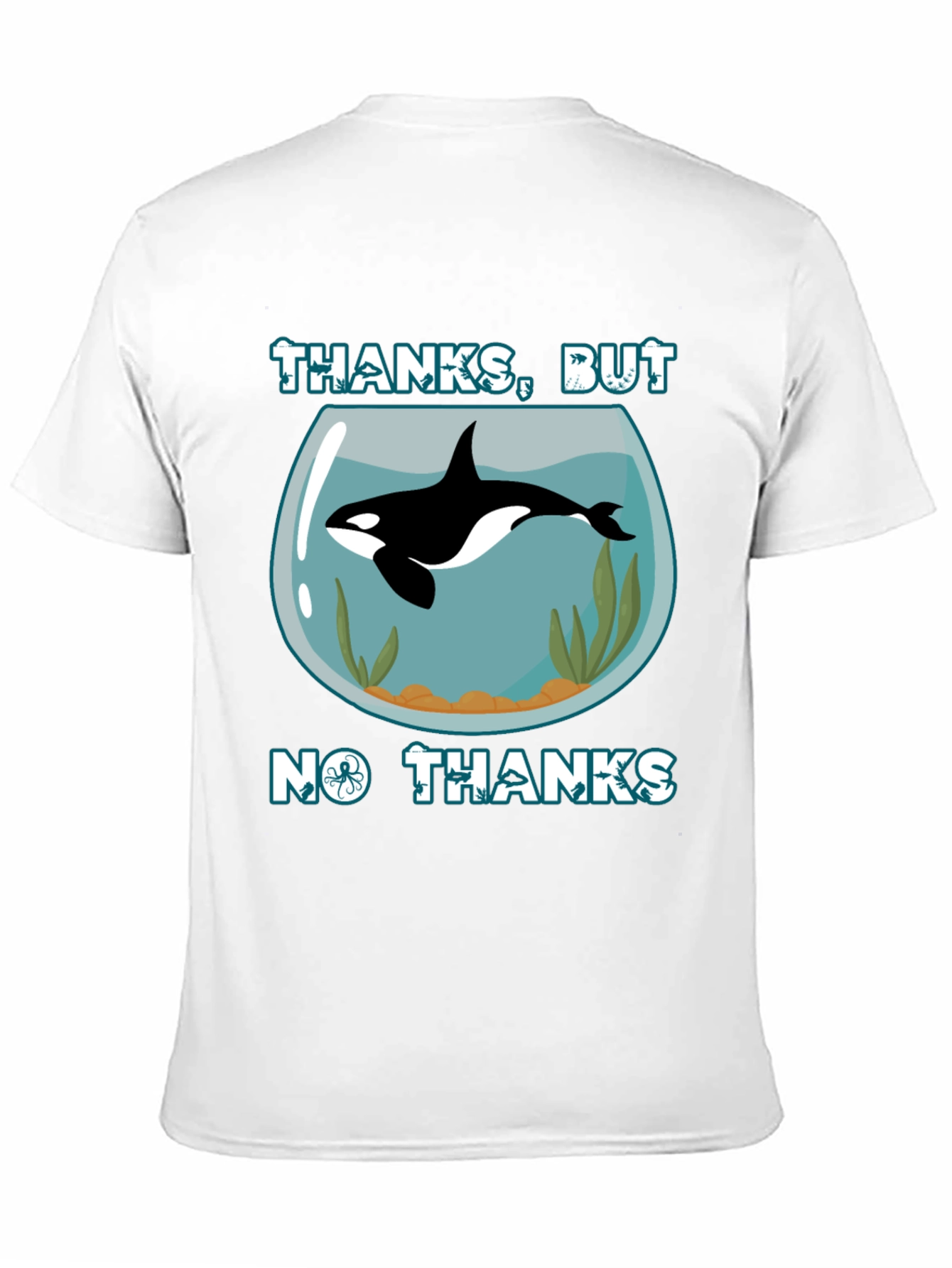 Black Humorous Orca Aquarium Graphic T-Shirt view 11