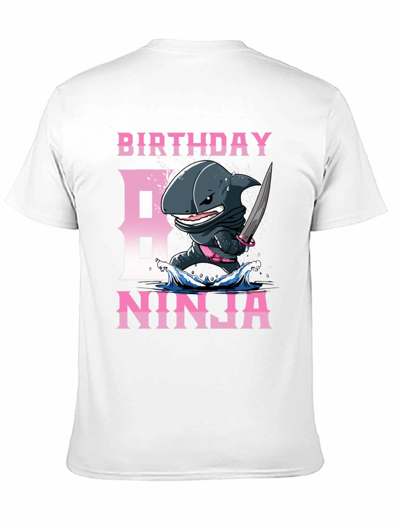 Black Birthday Ninja Shark T-Shirt view 11