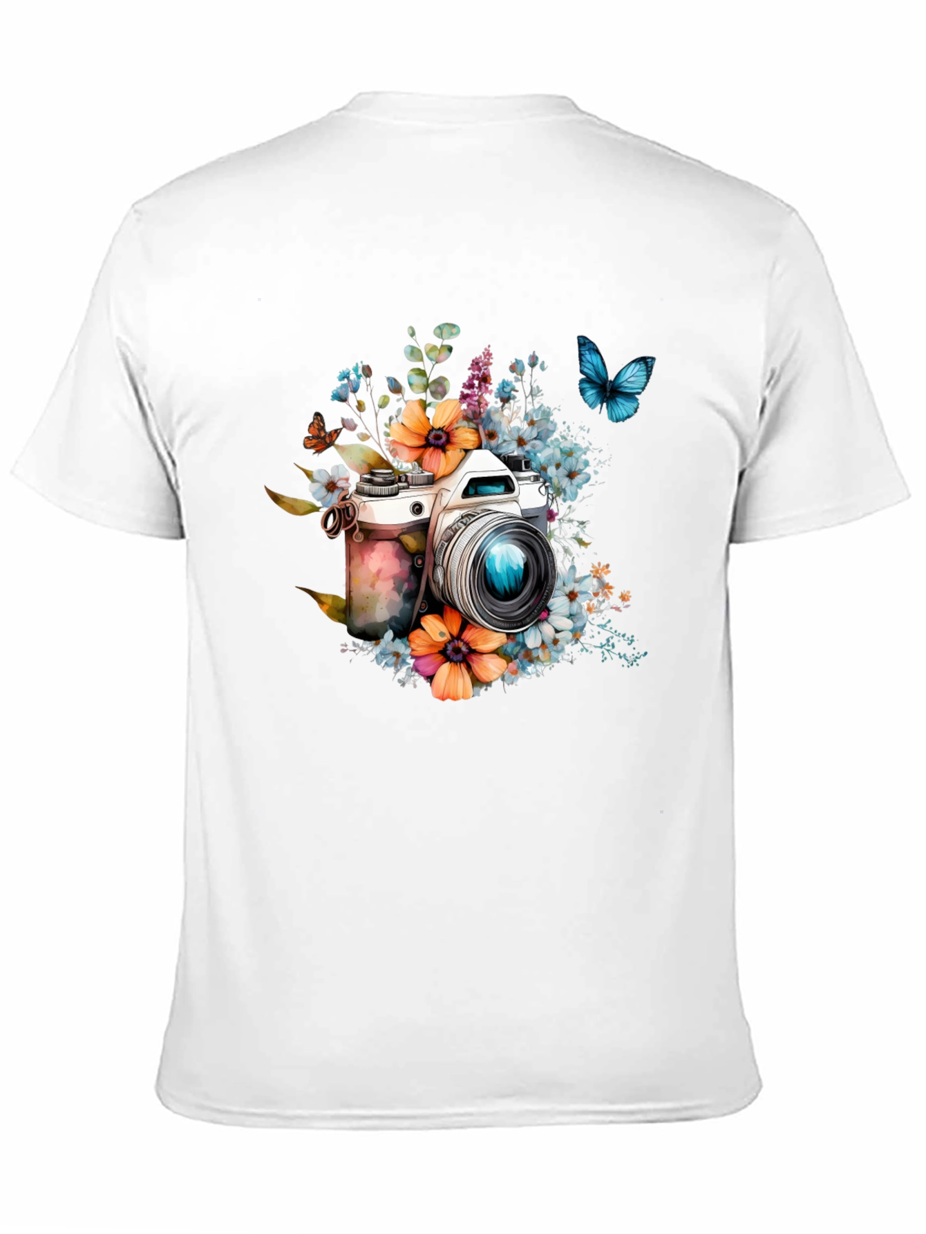 Floral Camera Black T-Shirt - 11