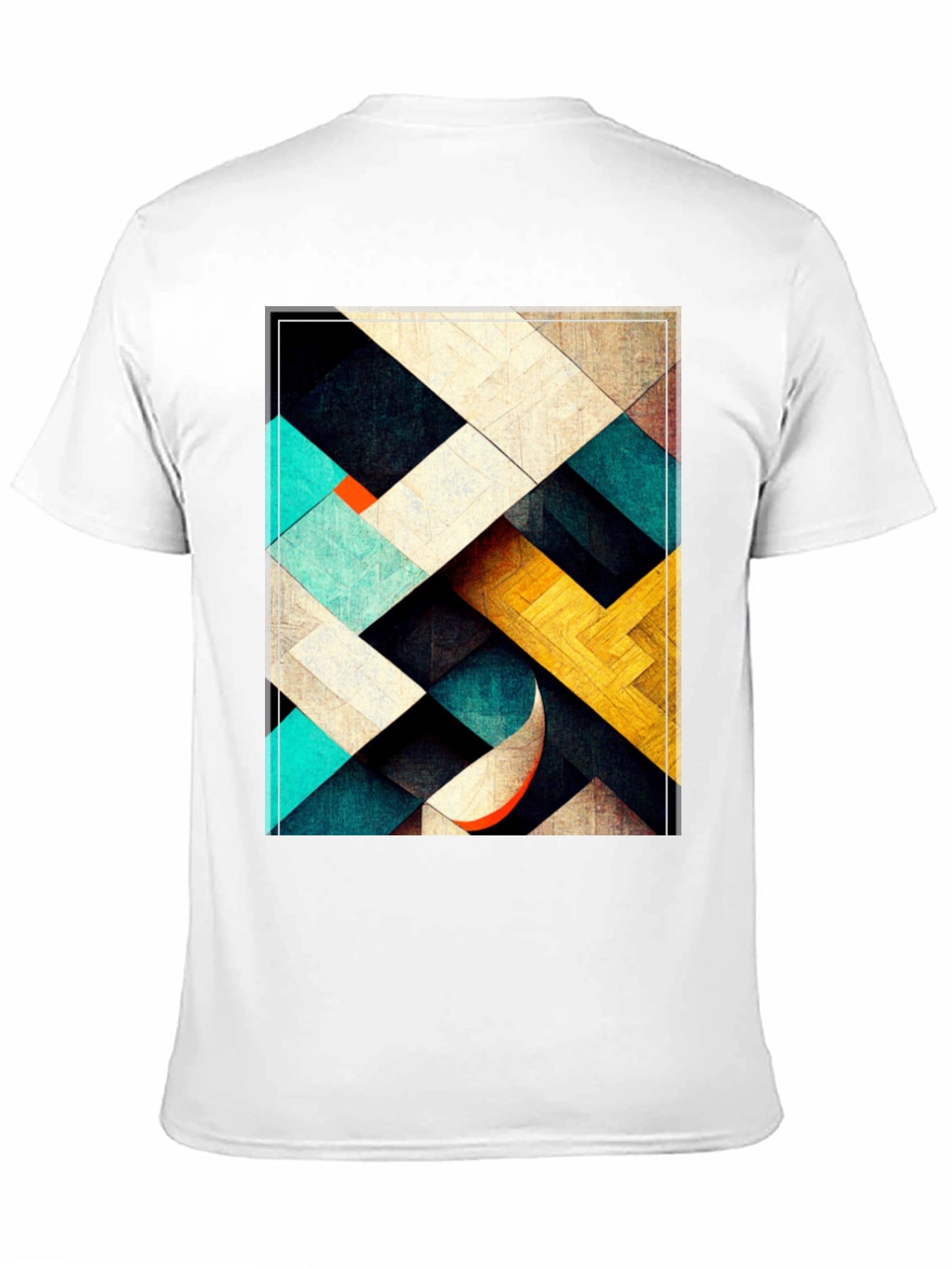 Black Geometric Patterned Black T-Shirt view 11