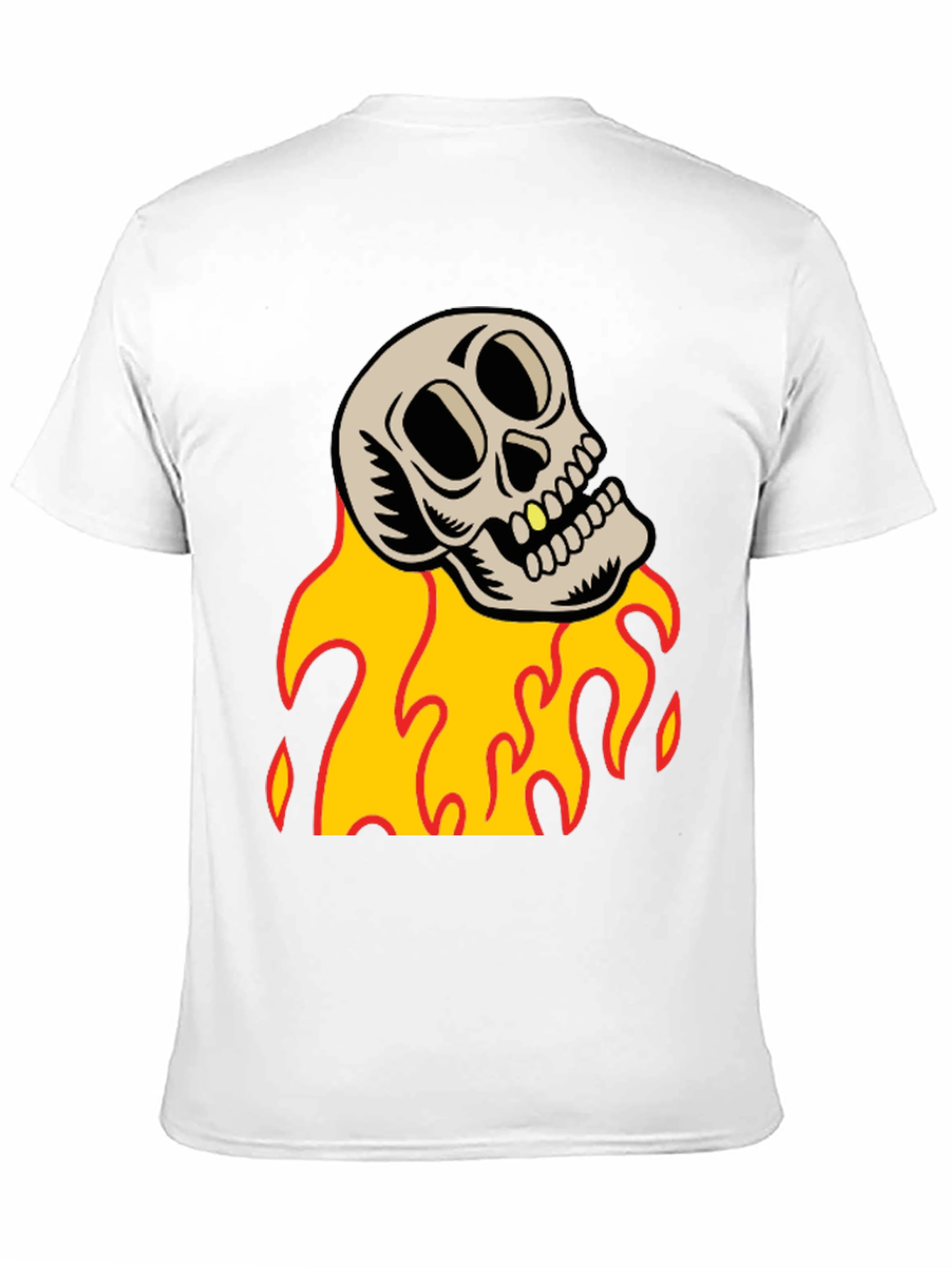 Black Skull on Fire Graphic Tee - Black Cotton T-Shirt view 11