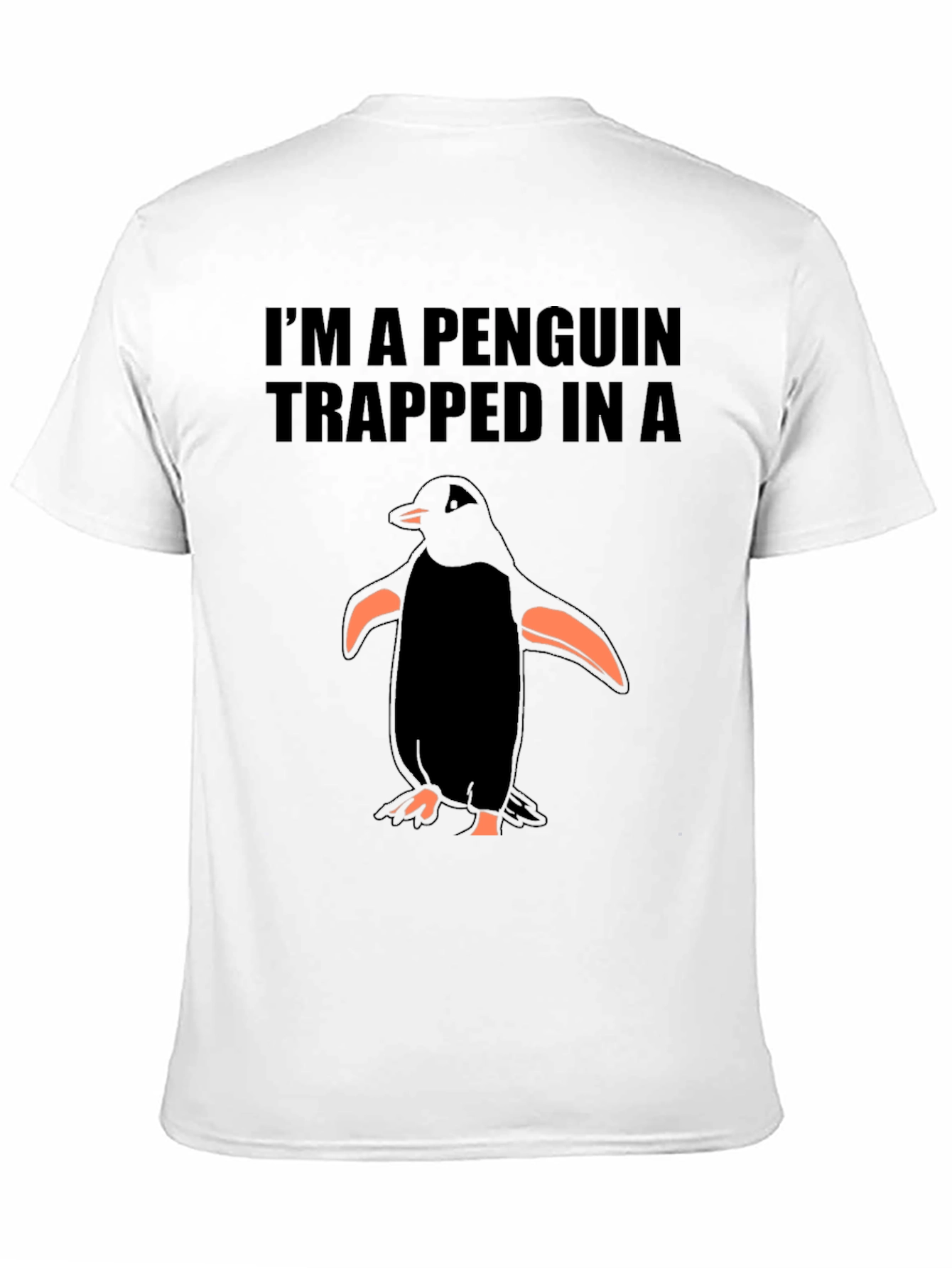 Black Penguin Trapped T-Shirt - Funny Graphic Tee view 11