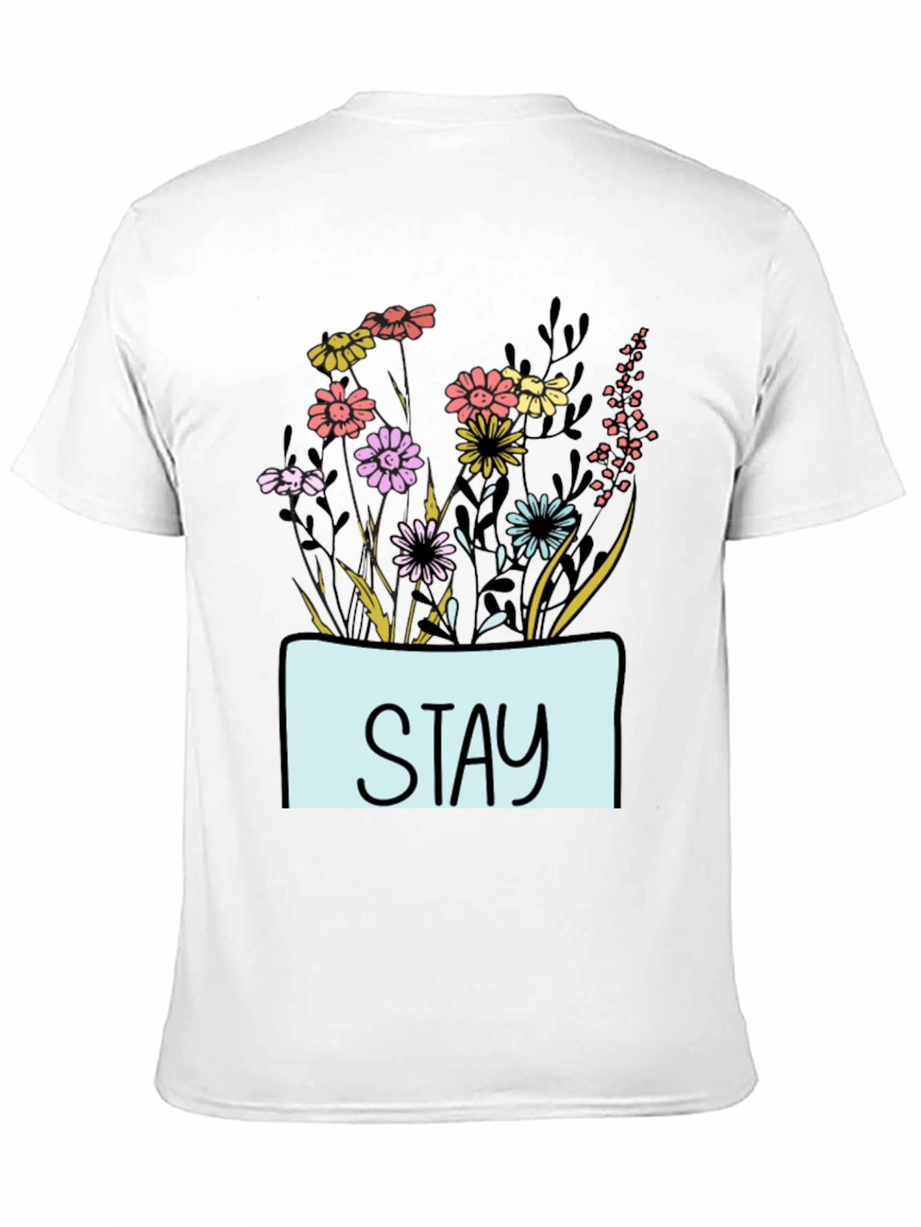 Black Stay Floral Graphic T-Shirt - Unisex Casual Tee view 11