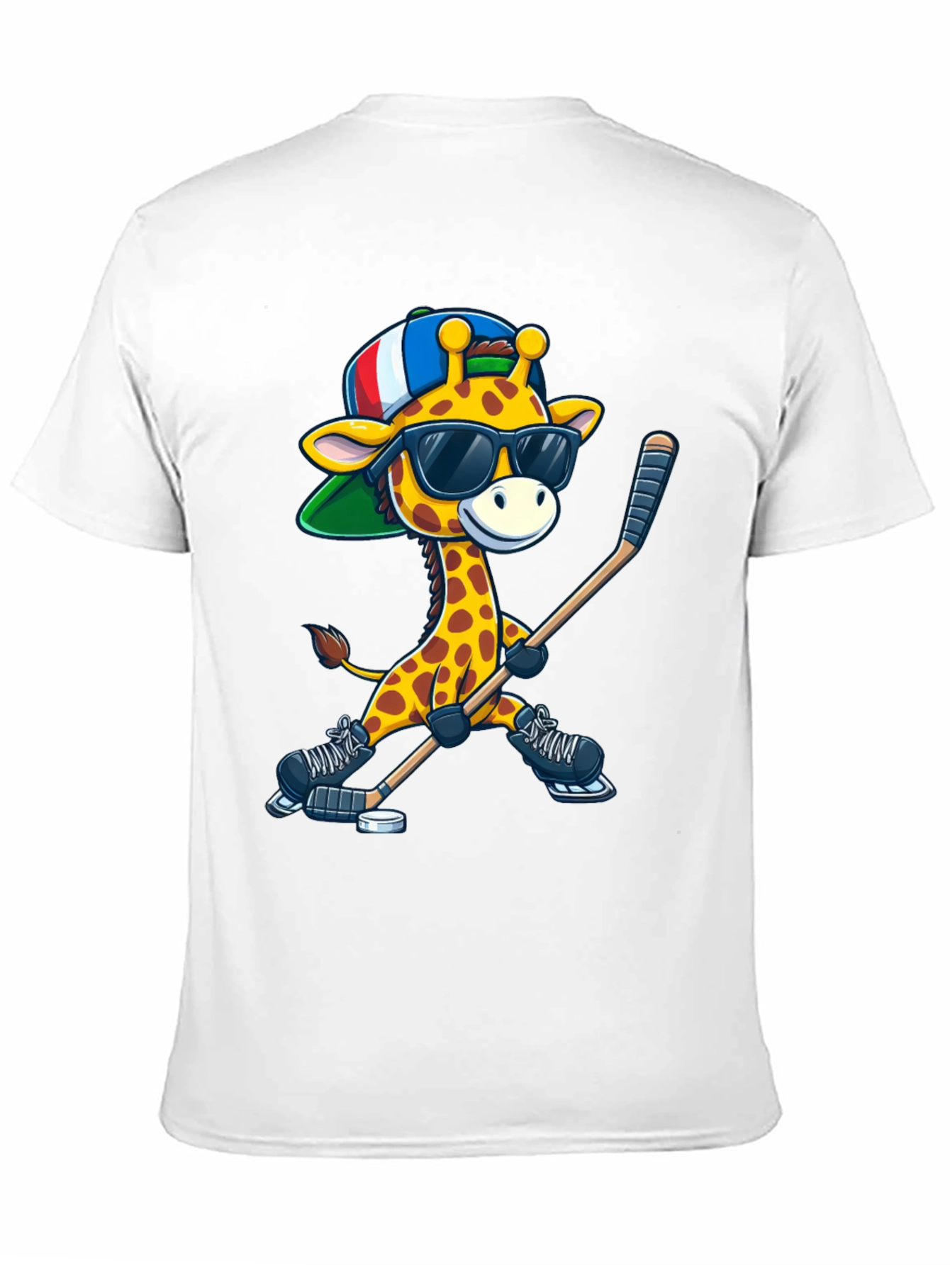 Black Giraffe Hockey Player Graphic Tee view 11