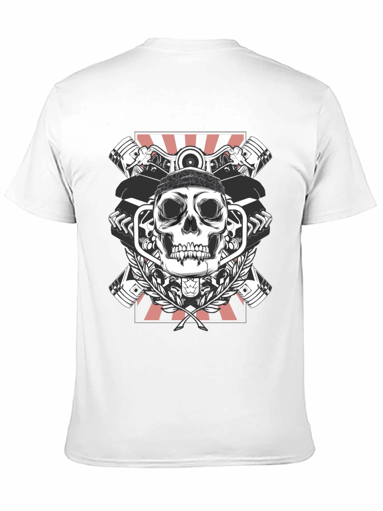 Black Skull & Pistons Graphic Tee - Black view 11