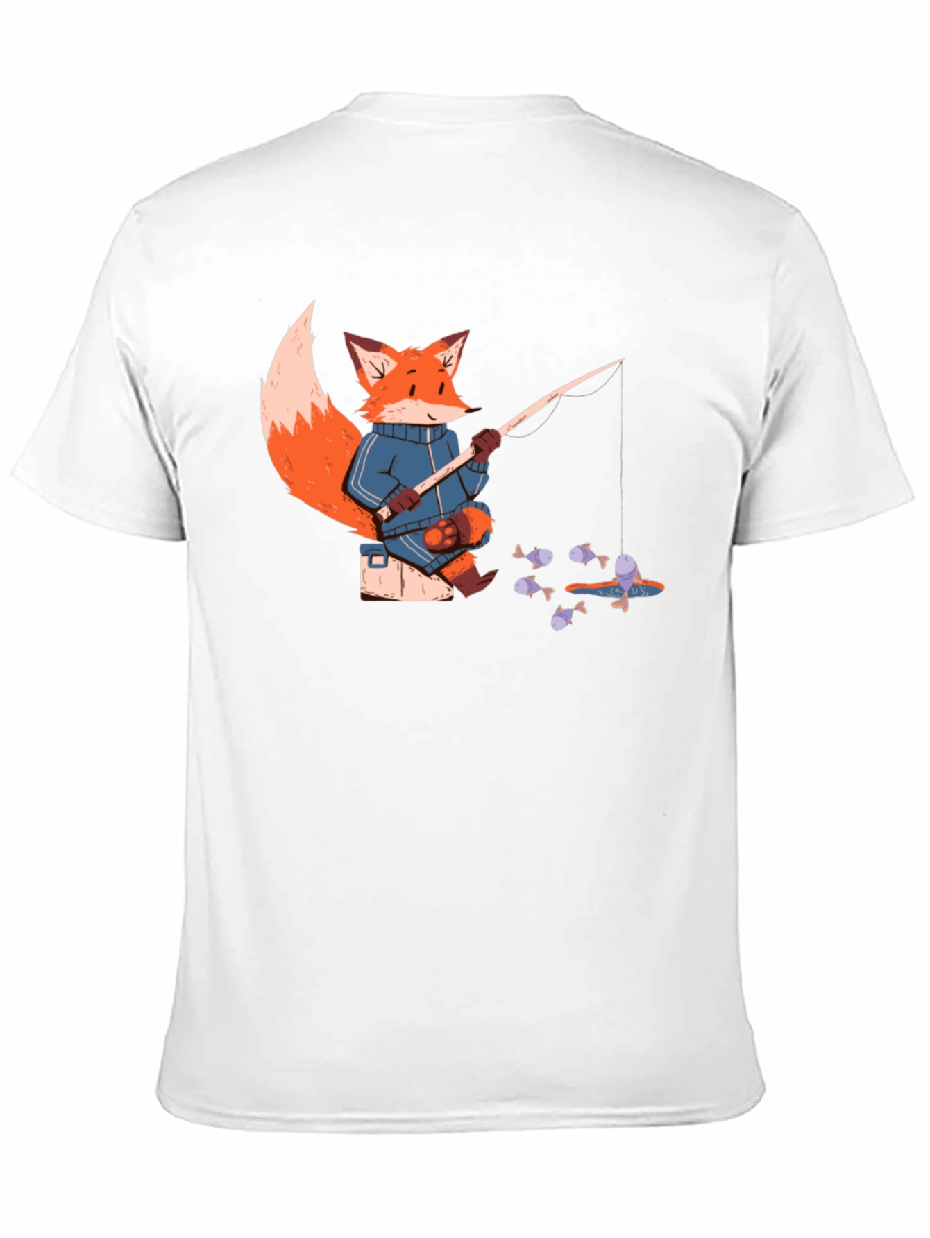 Black Fox Fishing T-Shirt - Cartoon Angler Tee view 11
