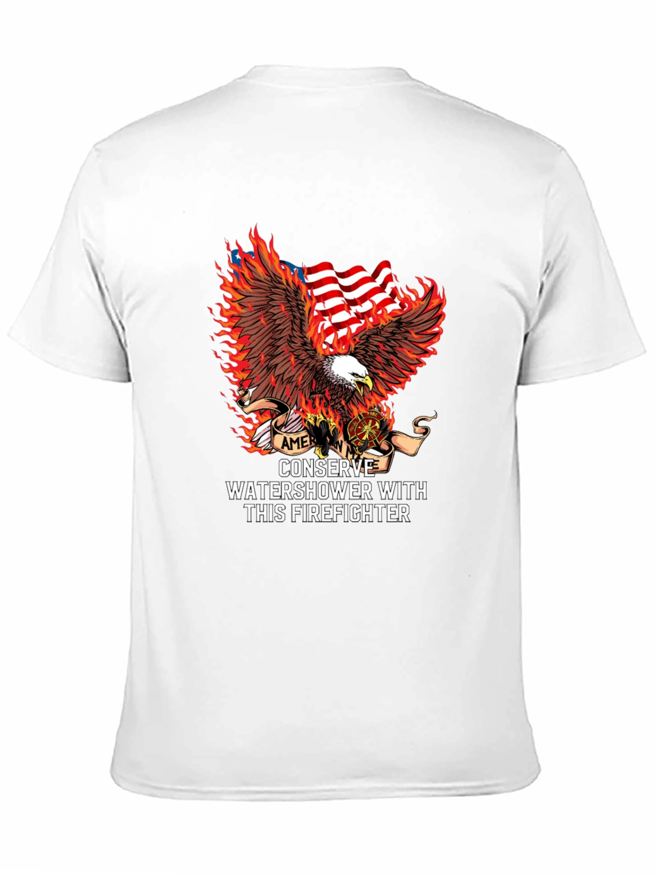 Black American Firefighter Eagle Graphic Tee view 11