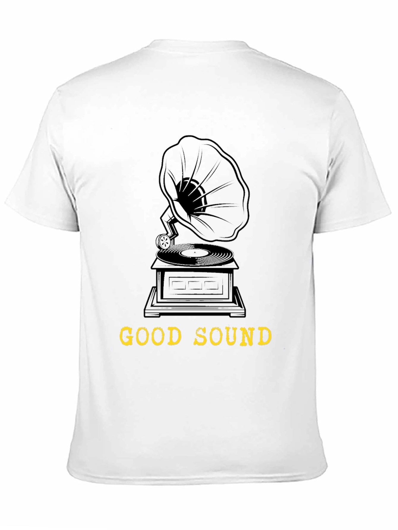Black Vintage Gramophone "Good Sound" Black T-Shirt view 11