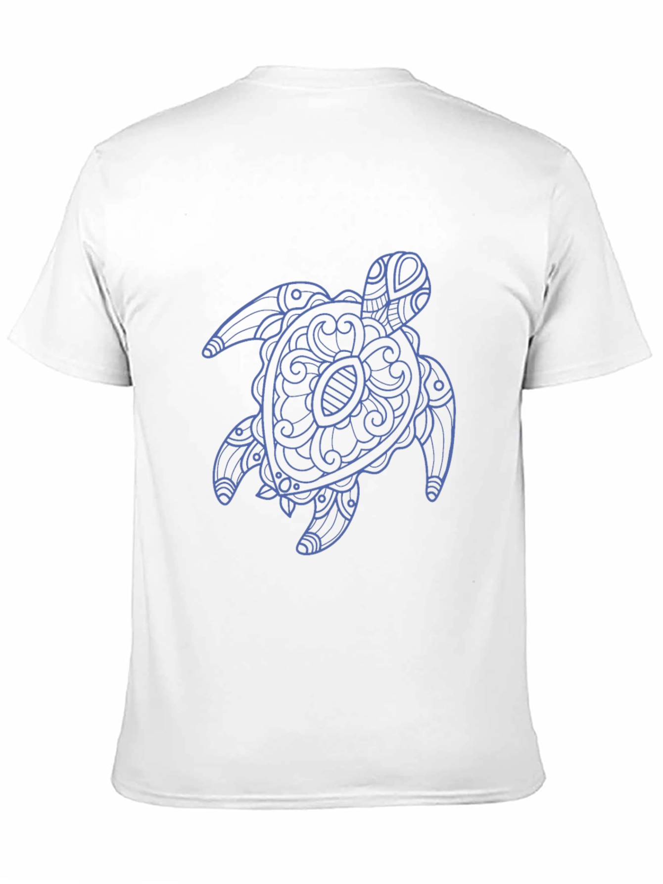 Black Men's Black T-Shirt with Blue Turtle Graphic view 11