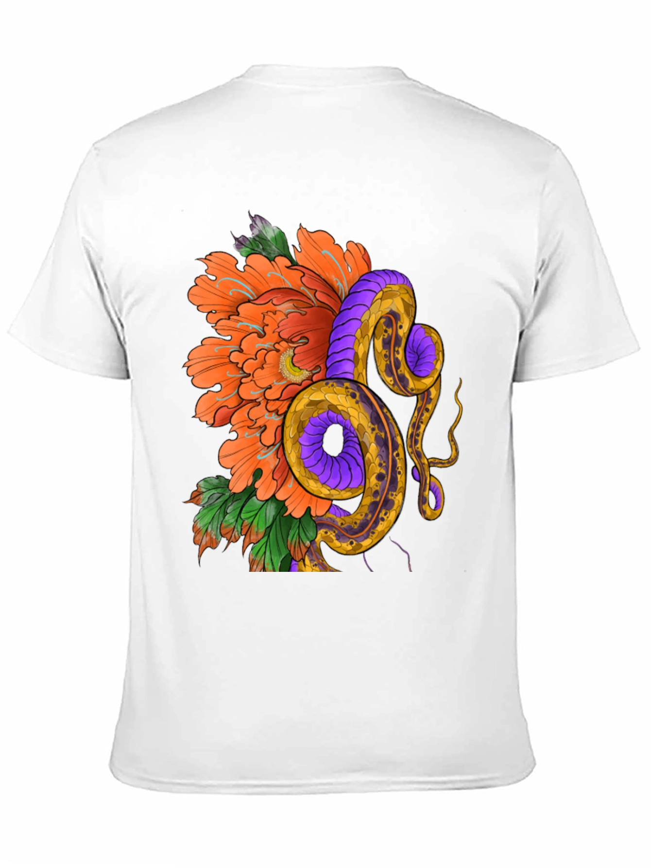 Black Floral Snake Graphic T-Shirt view 11