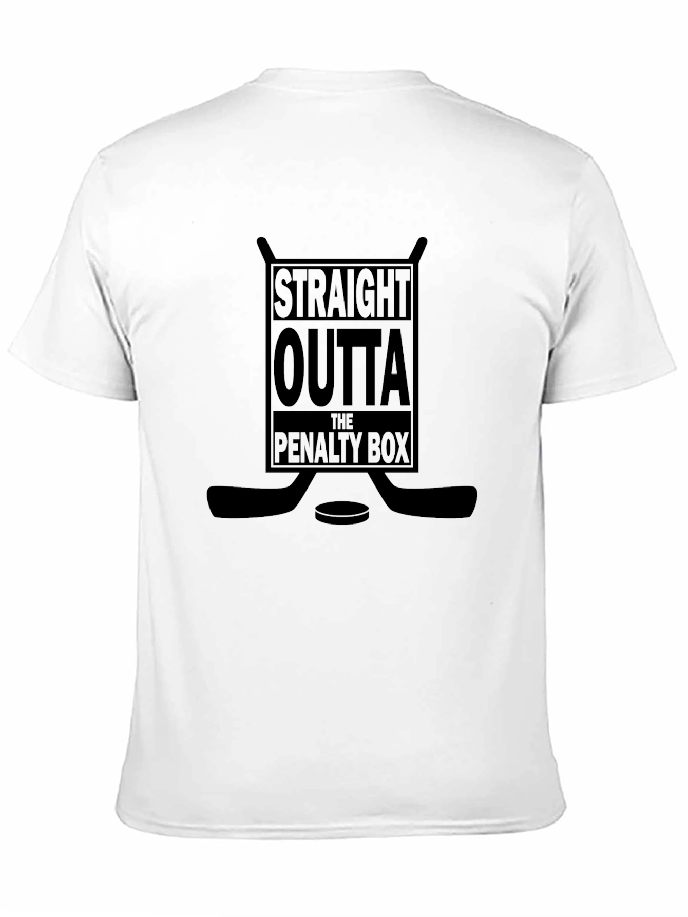 Black Straight Outta the Penalty Box Black Hockey T-Shirt view 11
