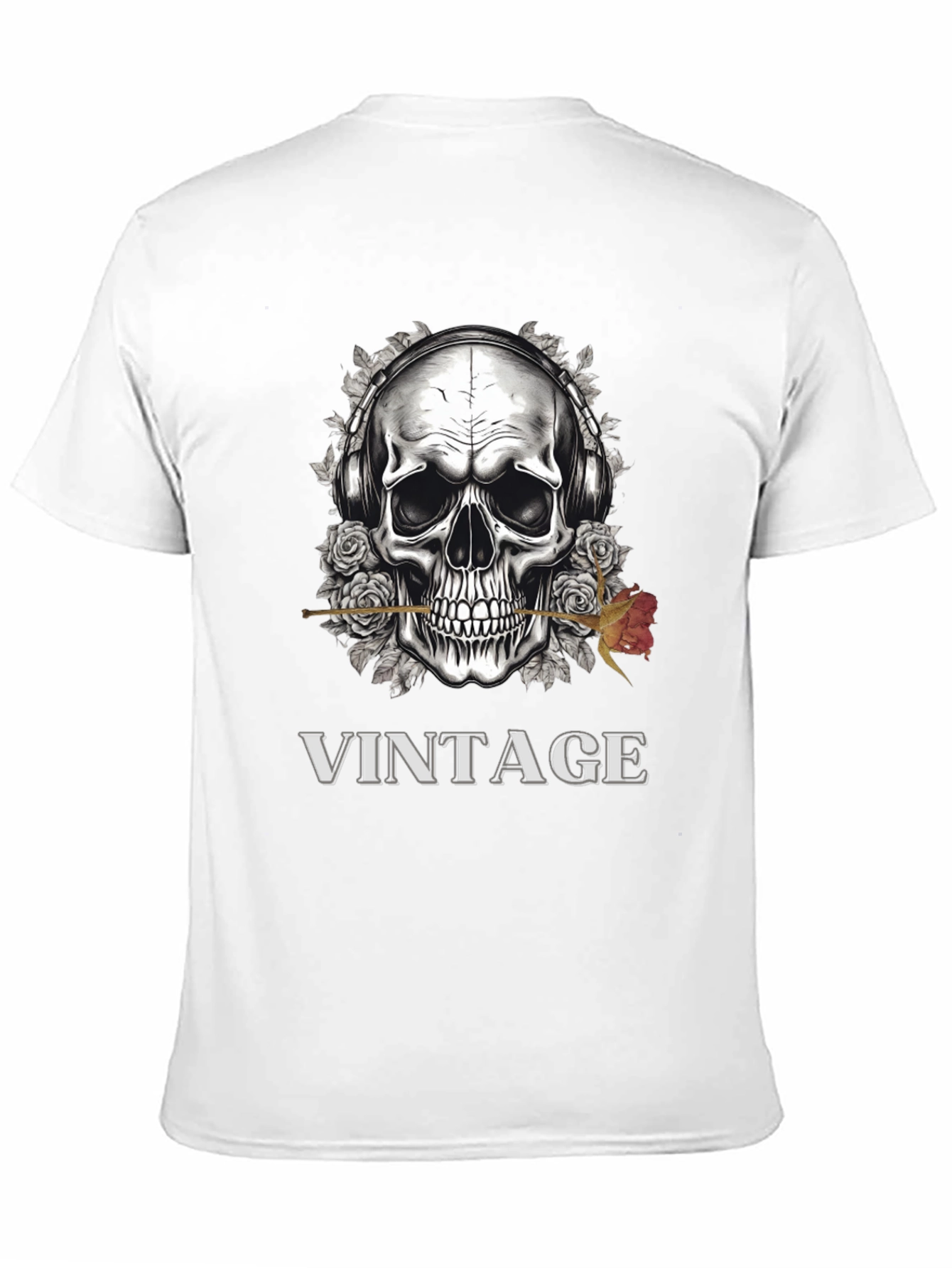 Black Vintage Skull Graphic Tee view 11