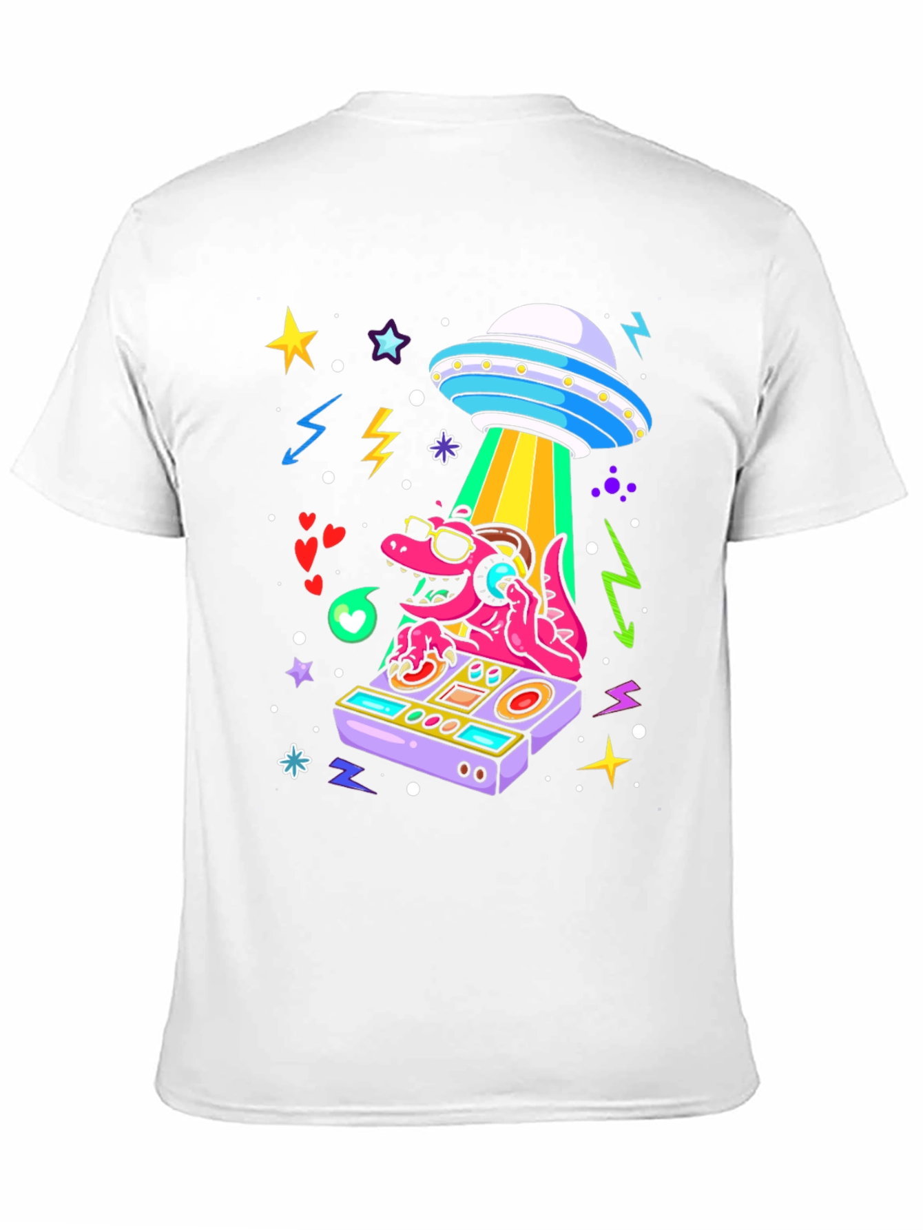 Black DJ Dino Alien Abduction T-Shirt view 11