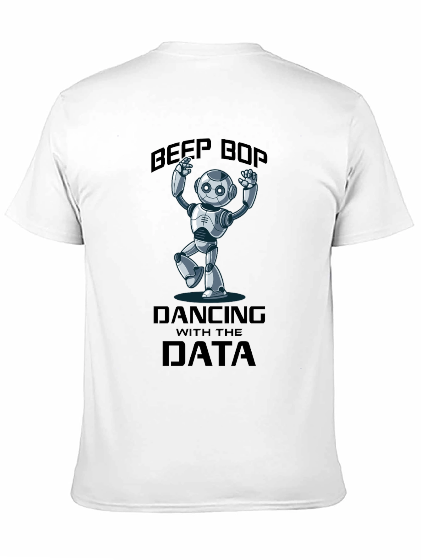 Black Data Dancing Robot T-Shirt - Beep Boop Fun! view 11