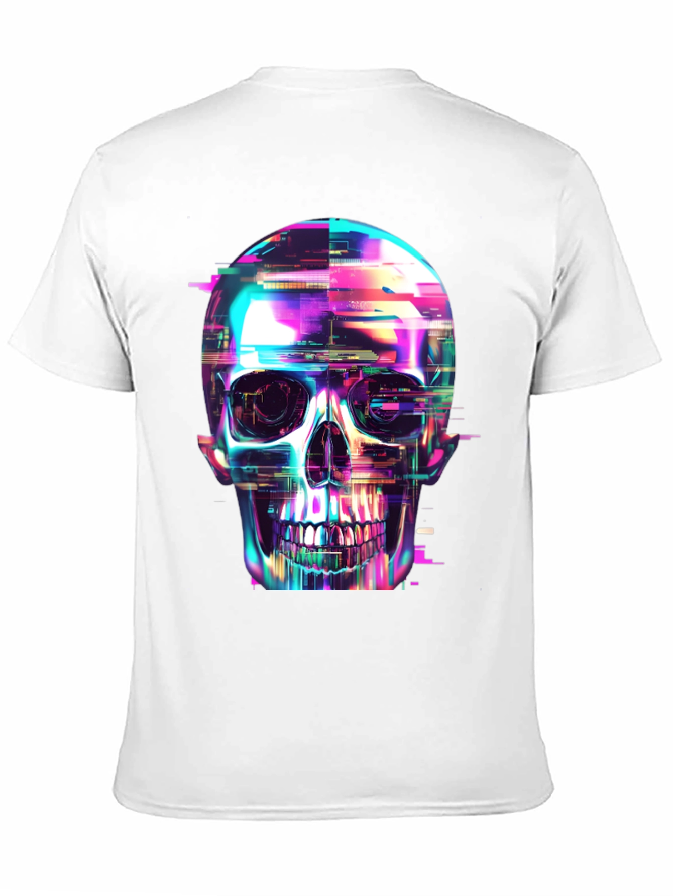 Black Cyberpunk Skull Graphic Tee - Black Cotton T-Shirt view 11