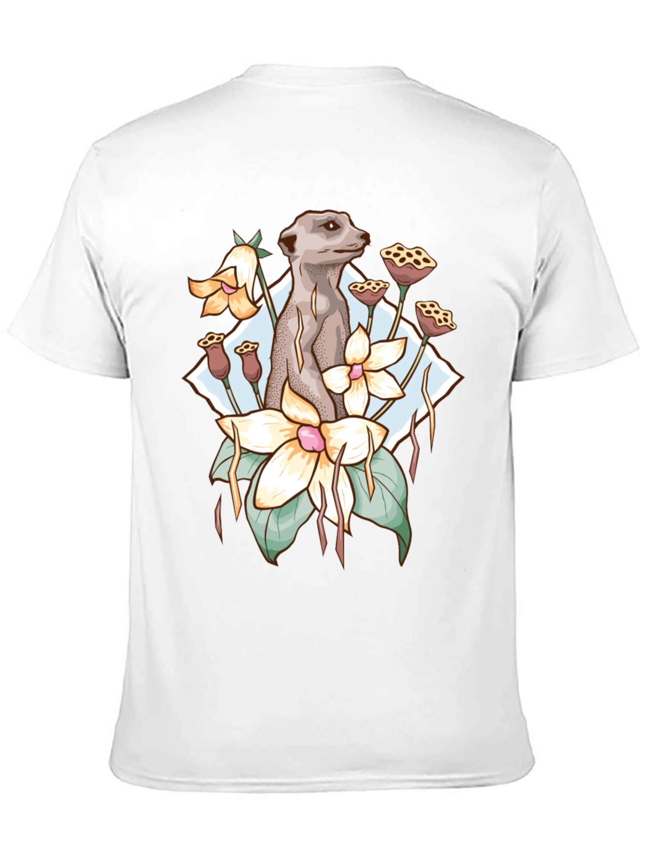 Black Meerkat & Floral Design Tee view 11