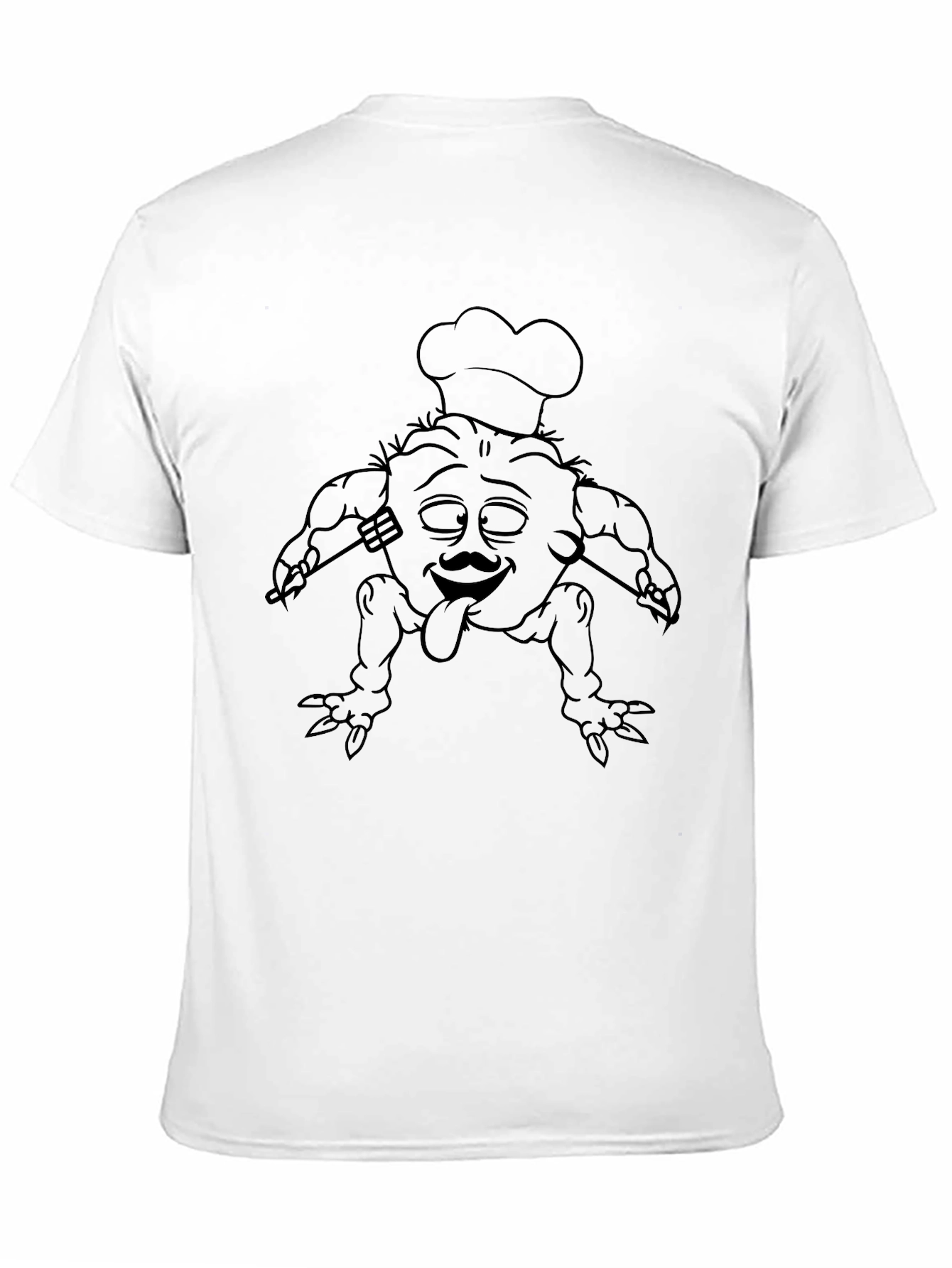 Black Funny Chef Cartoon Graphic Black T-Shirt view 11