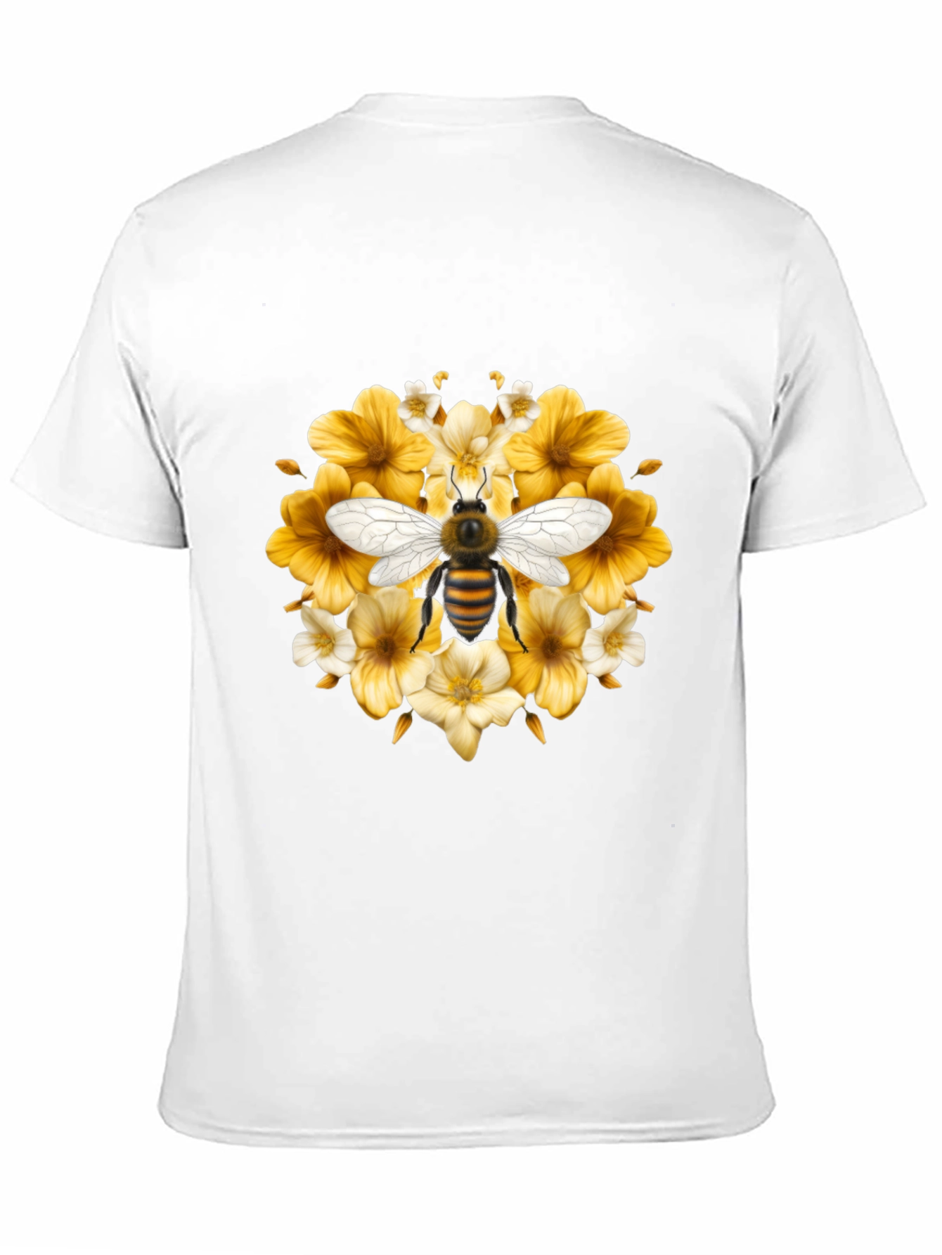 Black Bee & Floral Black T-Shirt view 11